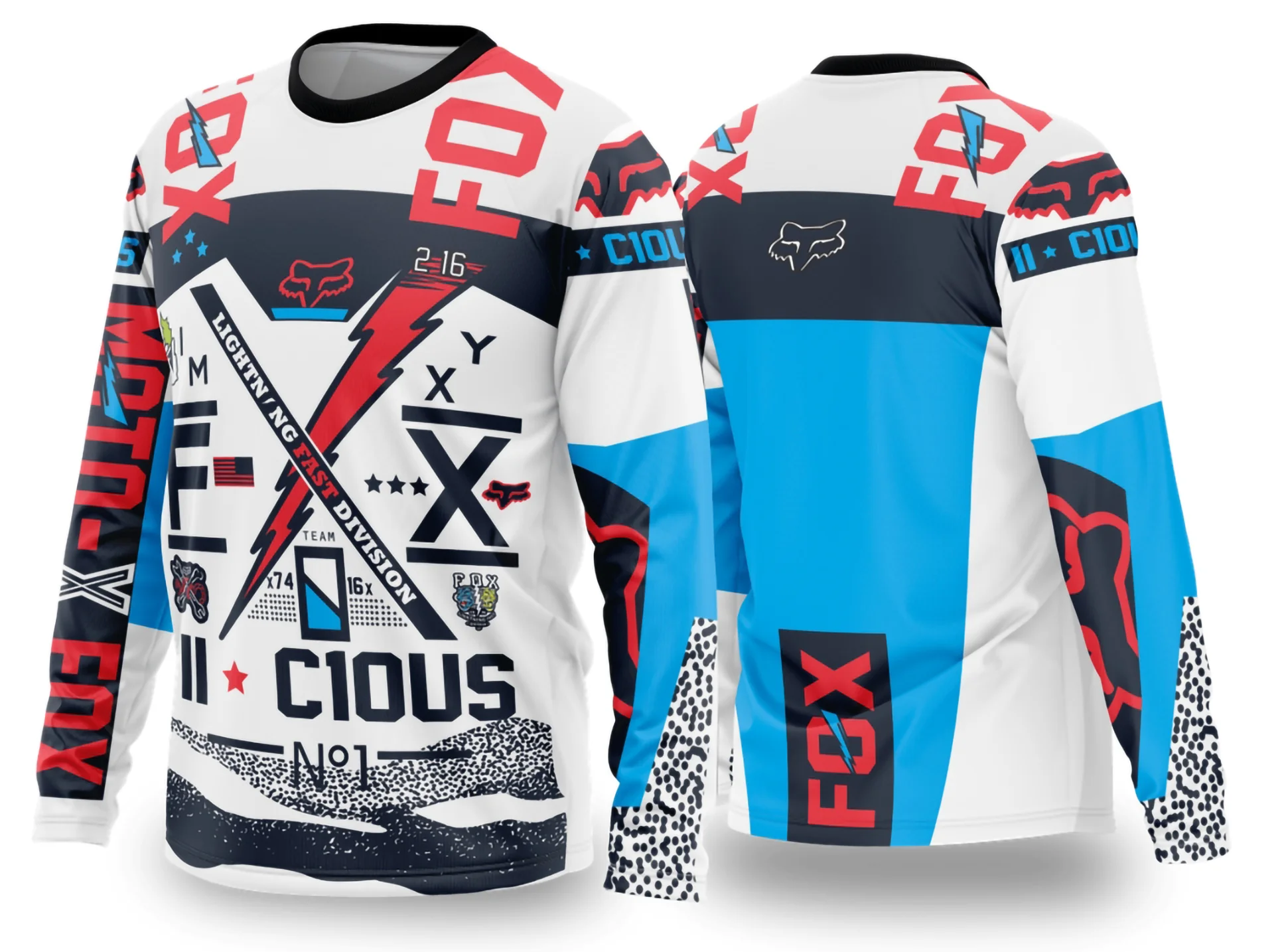 Camiseta preta unissex com logo no peito e estampa grande nas costas, temática Motocross 2024-2025, estilo moderno e esportivo ideal para fãs do motocross.