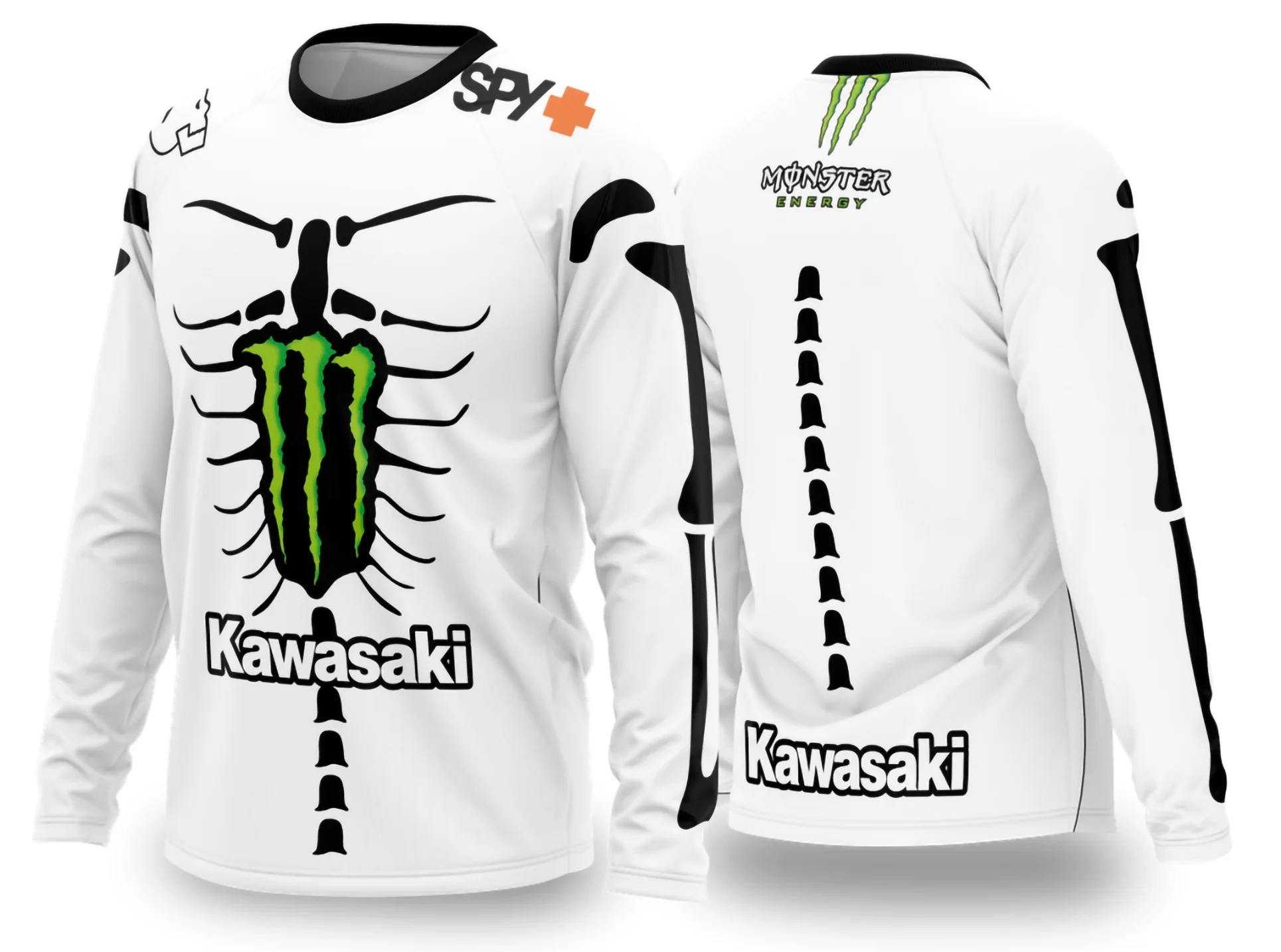 Camiseta unissex preta com logo no peito e estampa grande nas costas, tema motocross 2024 2025, perfeita para uso casual ou eventos esportivos.