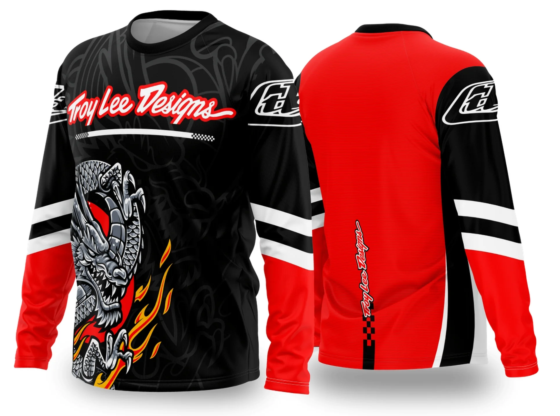 Camiseta unissex preta com logo no peito e estampa grande nas costas com tema Motocross 2024 2025, ideal para fãs do motocross em estilo moderno e esportivo.