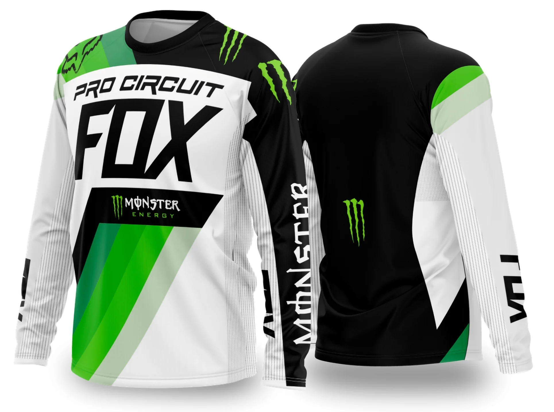 Camiseta unissex preta com logo no peito e estampa grande nas costas, tema Motocross 2024-2025, ideal para fãs do esporte e estilo off-road.