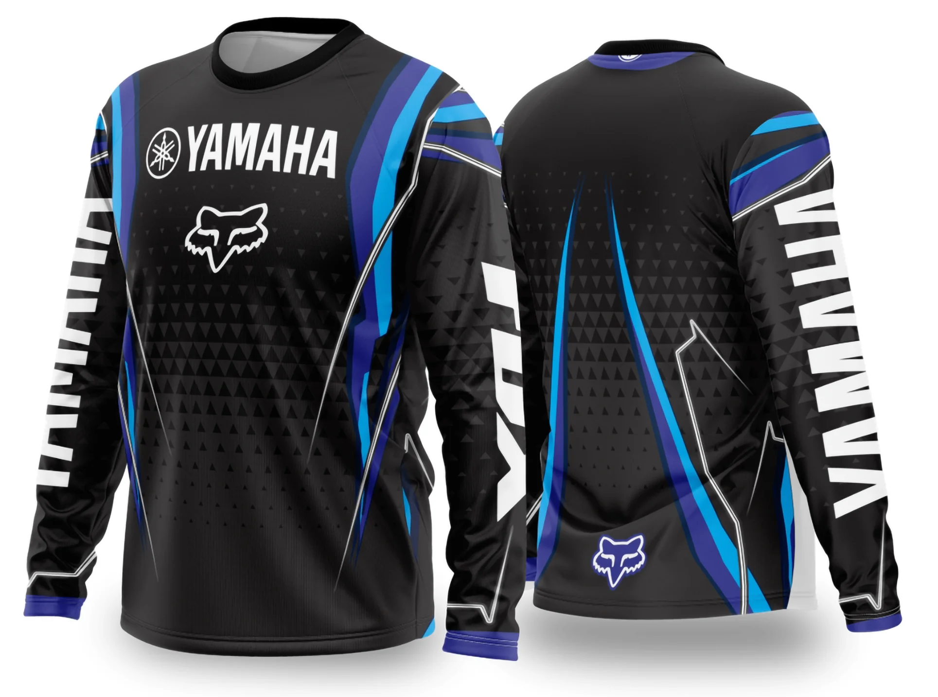 Camiseta preta unissex com logo no peito e estampa grande nas costas inspirada em Motocross 2024 2025, perfeita para quem busca estilo e atitude no visual.