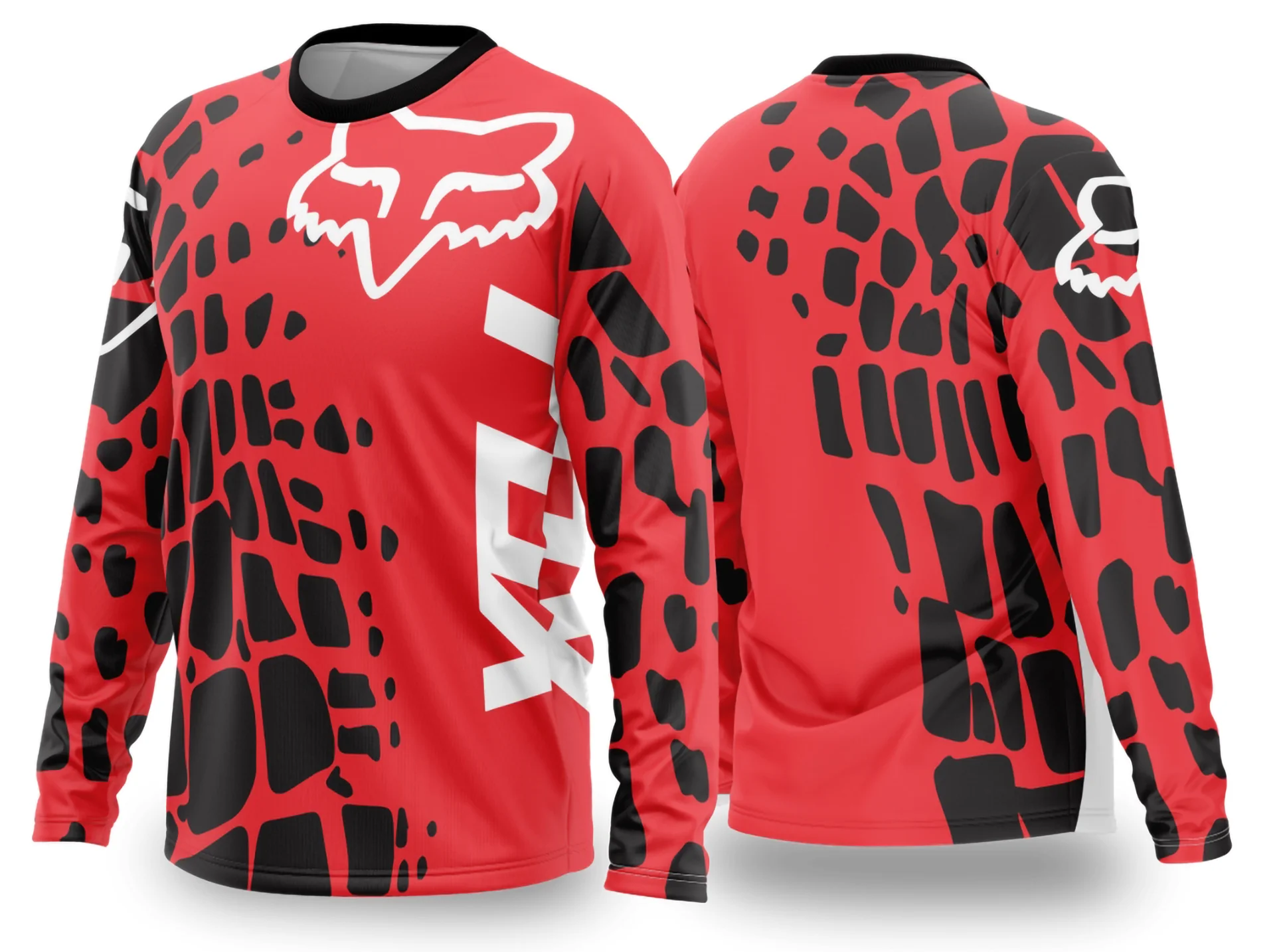 Camiseta unissex preta com logo no peito e estampa grande nas costas, destaque para design motocross moderno 2024 - 2025, estilo confortável e casual para fãs do esporte.