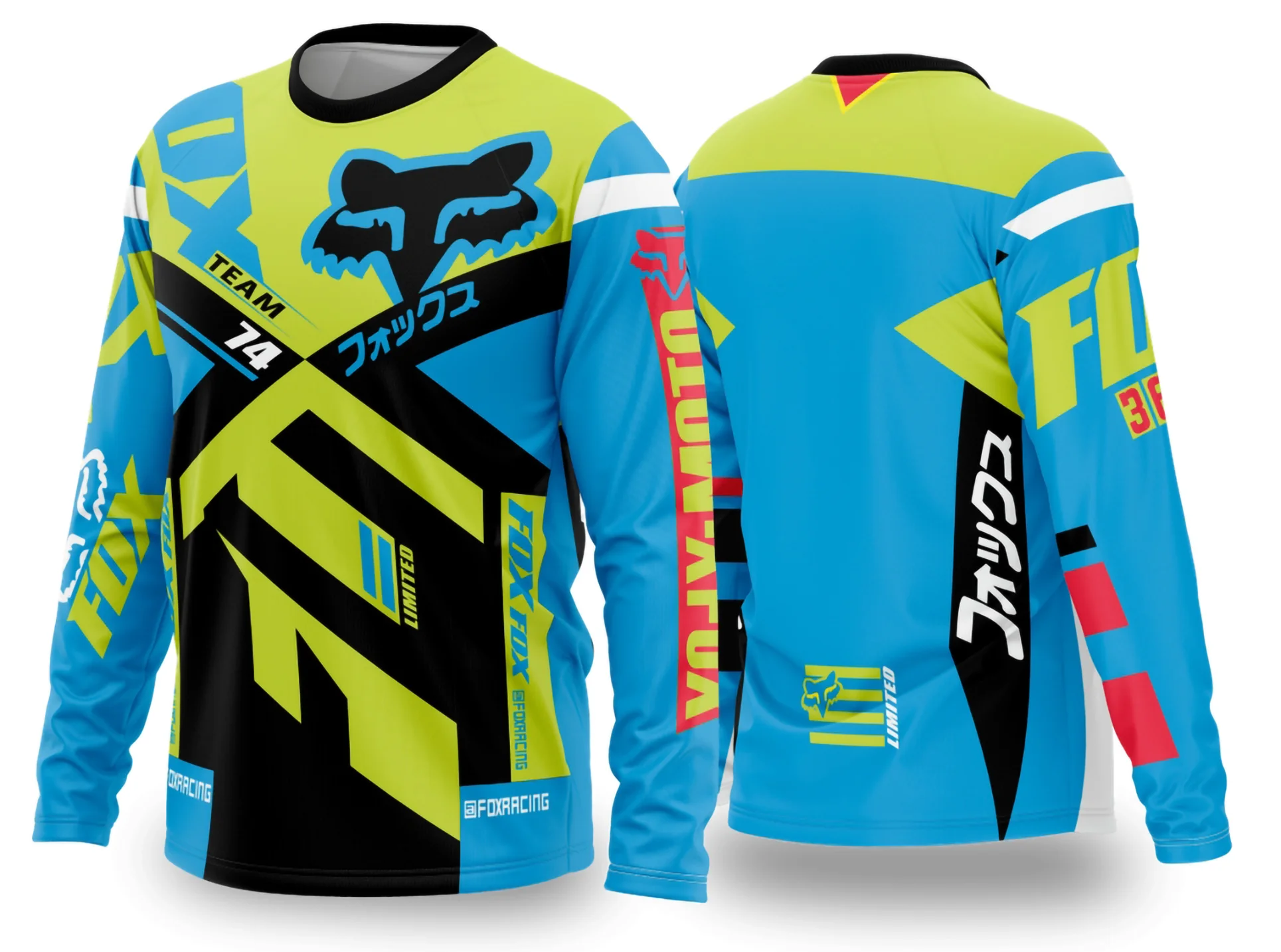Camiseta unissex preta com logo no peito e estampa grande nas costas sobre motocross 2024-2025, em estilo moderno e arrojado para fãs do esporte.