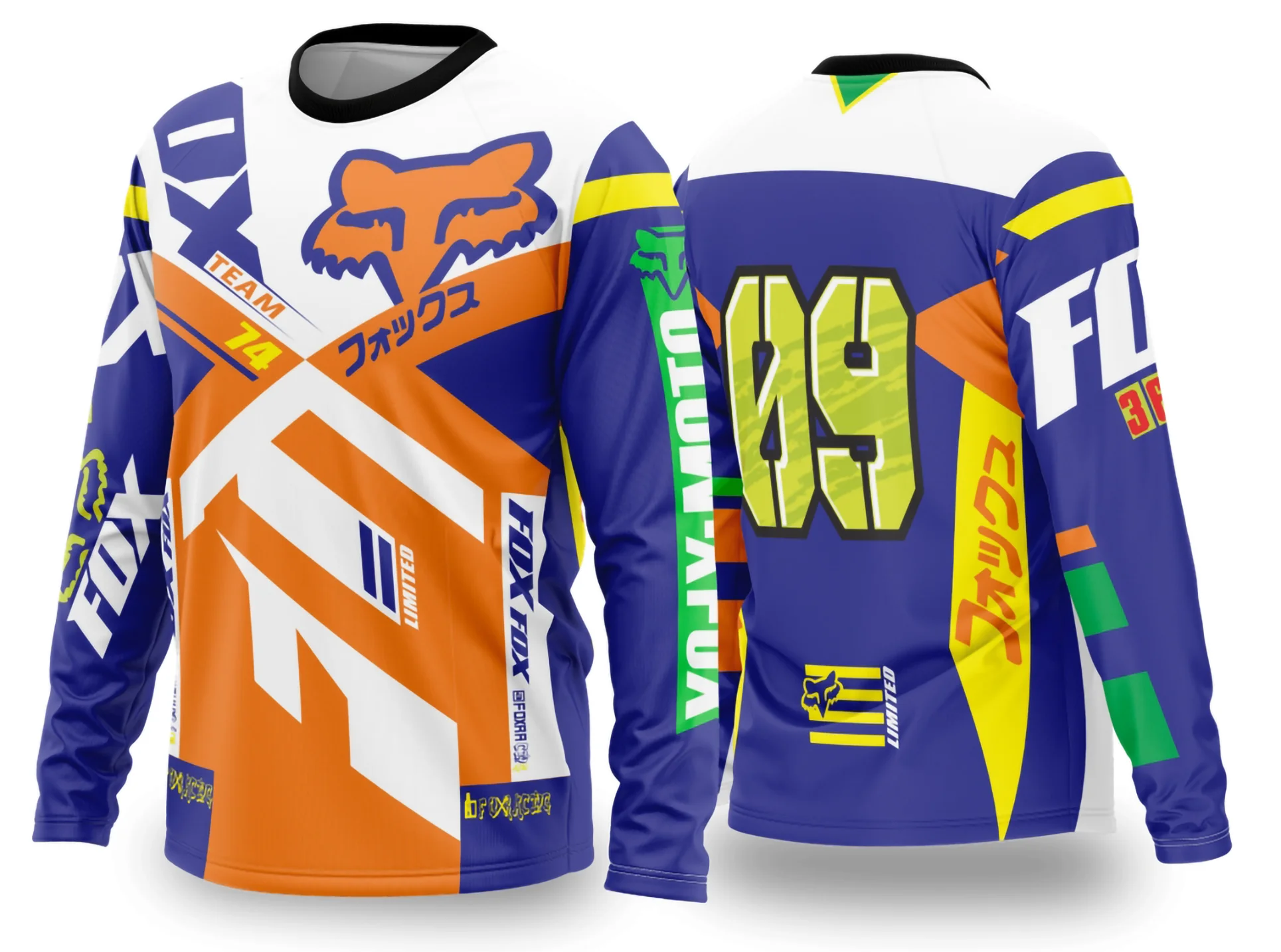 Camiseta unissex preta com logo no peito e estampa grande nas costas com tema Motocross 2024 - 2025, visual moderno e design impactante para fãs do esporte.