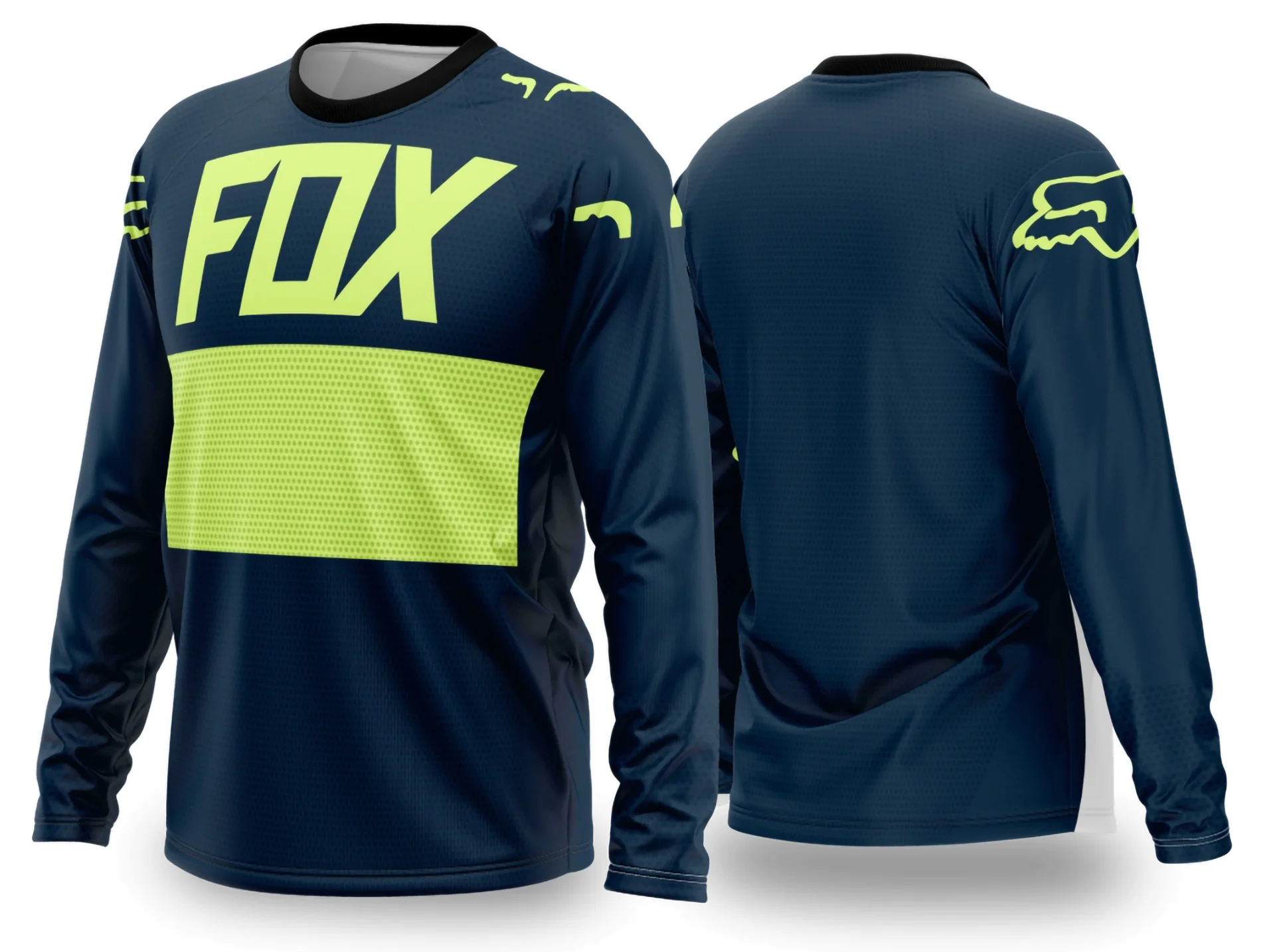 Camiseta unissex preta com logo no peito e estampa grande nas costas, temática motocross 2024 2025, ideal para fãs do esporte com estilo moderno e arrojado.