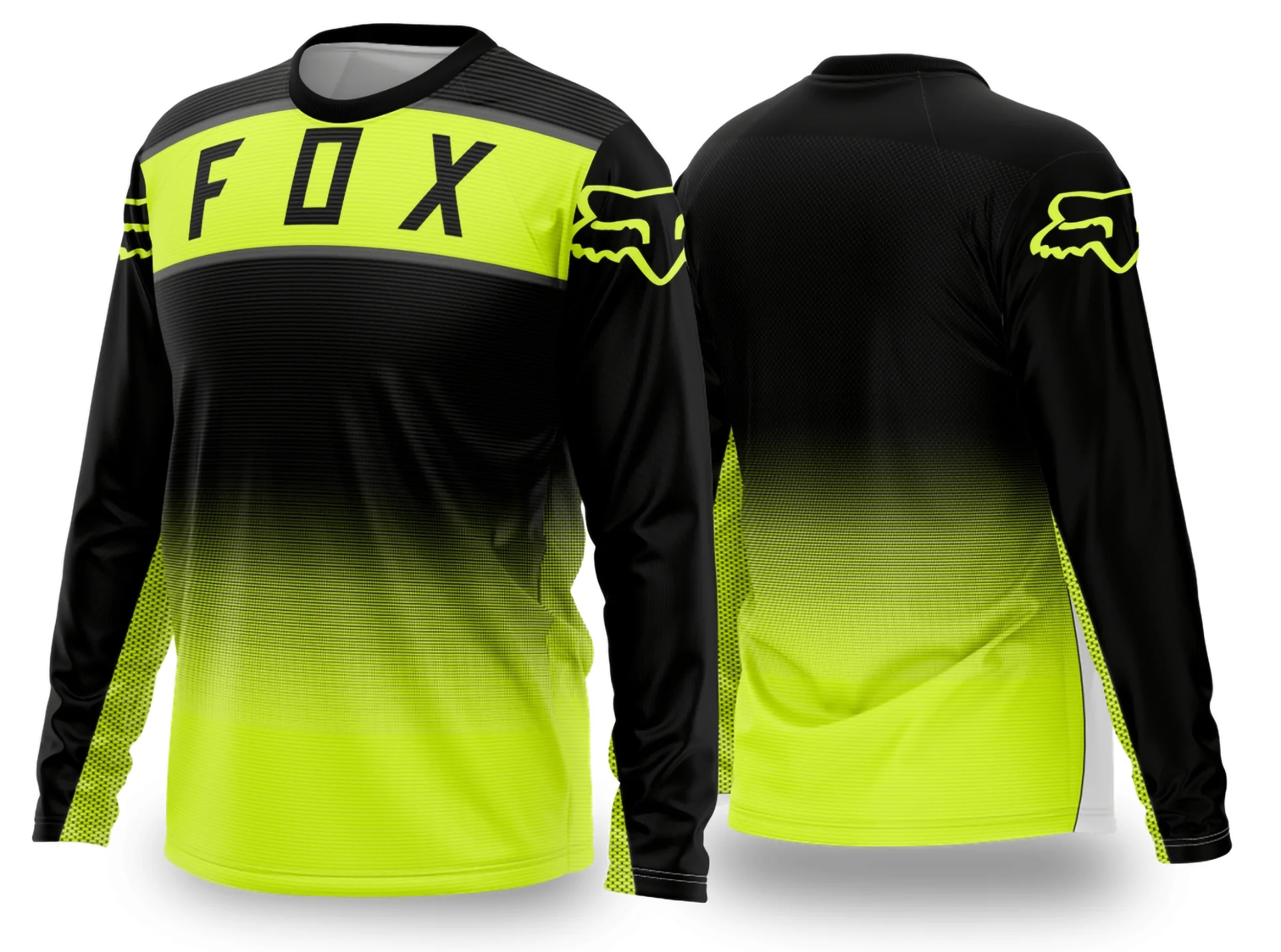 Camiseta unissex preta com logo no peito e estampa grande nas costas inspiradas no motocross 2024 e 2025, ideal para fãs do esporte off-road.