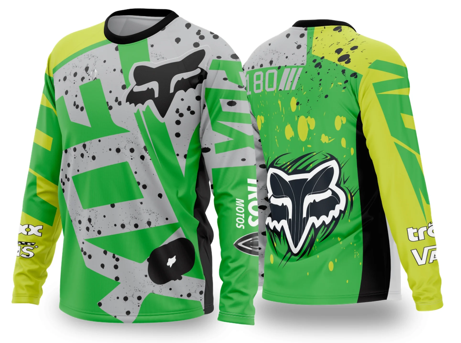 Camiseta unissex preta com logo no peito e estampa grande nas costas mostrando design motocross 2024 - 2025, ideal para fãs do esporte e estilo off-road.