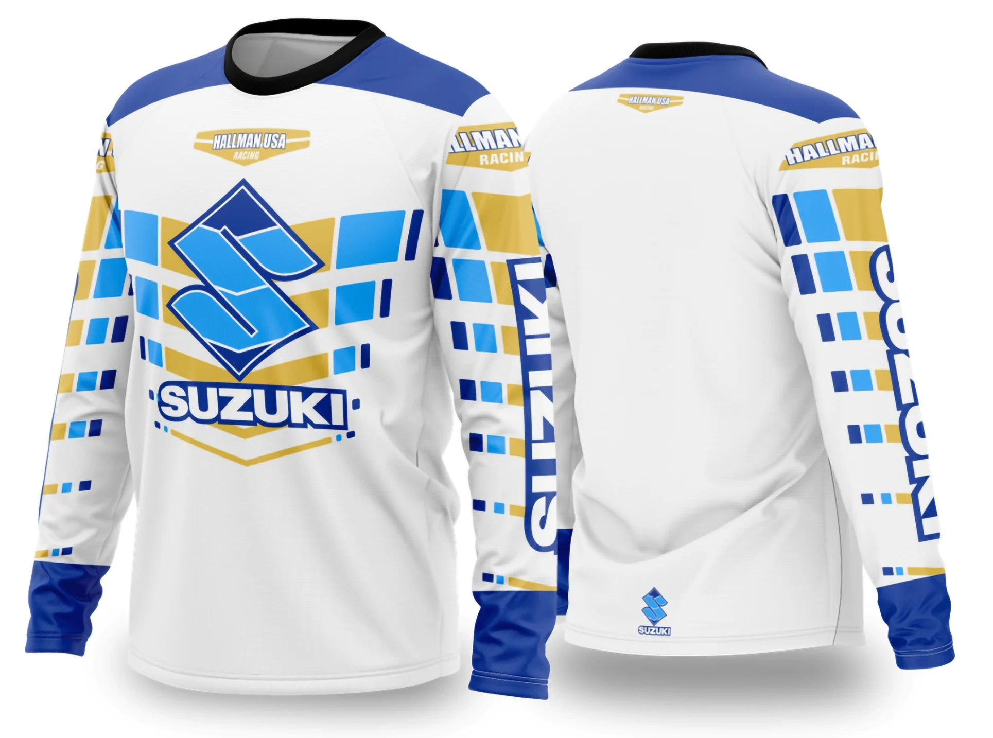 Foto de camiseta unissex preta com logo no peito e estampa grande nas costas com tema motocross 2024 2025, design moderno e cheio de atitude para fãs do esporte