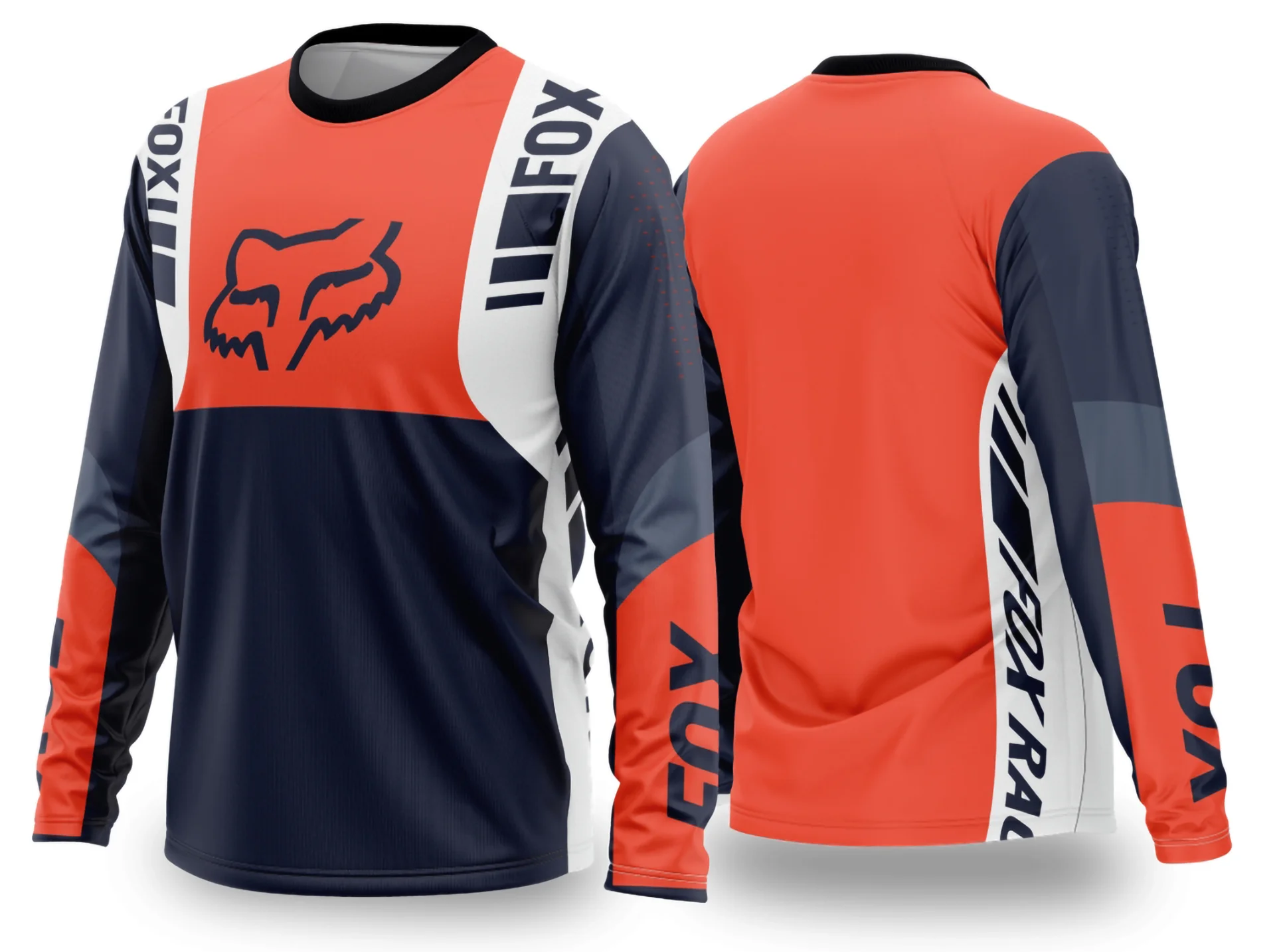 Camiseta unissex preta com logo no peito e estampa grande nas costas temática de motocross 2024-2025, ideal para fãs do esporte que buscam estilo e conforto.