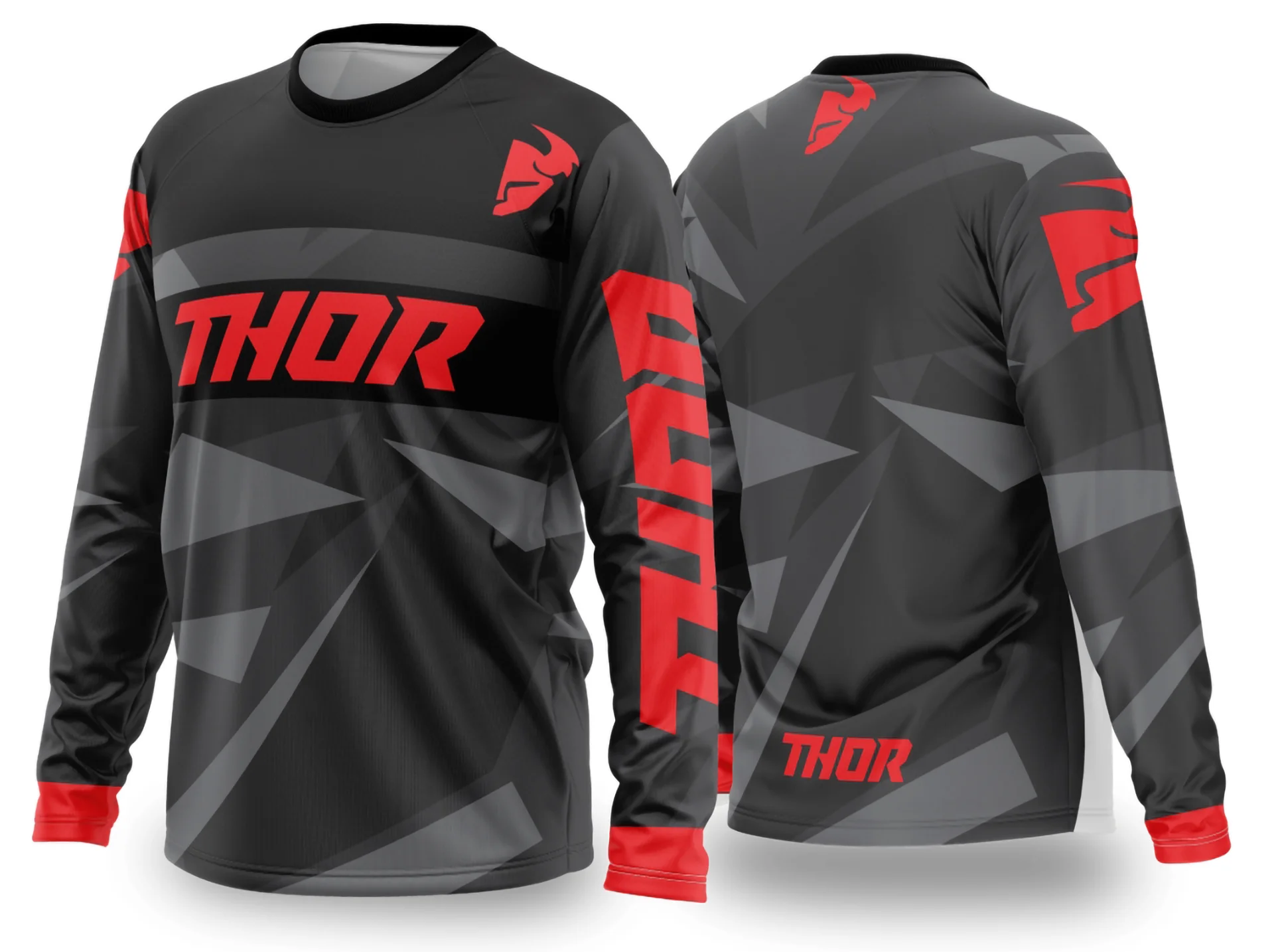 Camiseta unissex preta com logo no peito e estampa grande nas costas inspirada em Motocross 2024 - 2025, ideal para fãs do esporte, com visual moderno e arrojado.