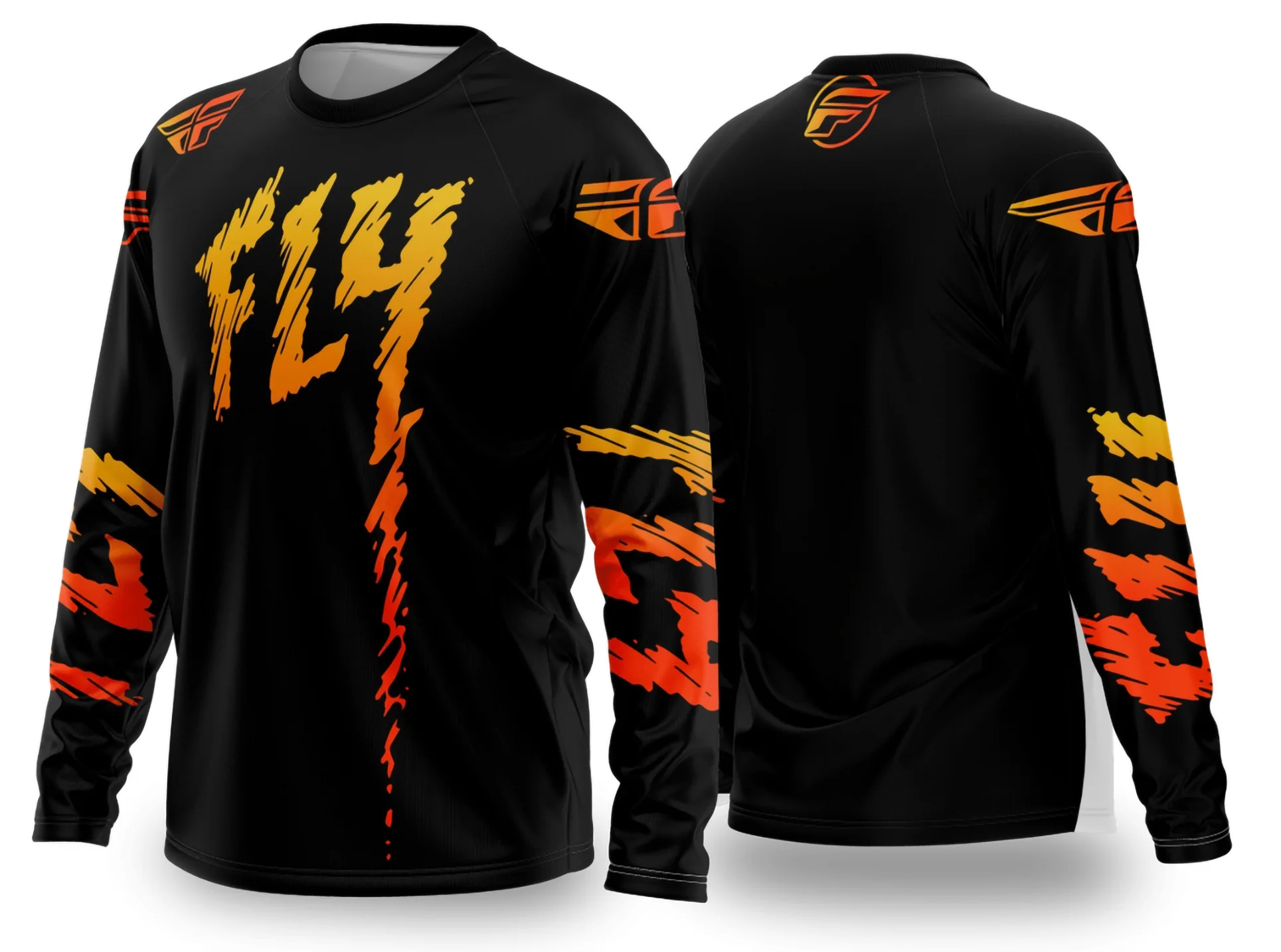 Camiseta unissex com base preta, logo no peito e estampa grande nas costas com tema Motocross 2024-2025, ideal para fãs e pilotos de motocross.