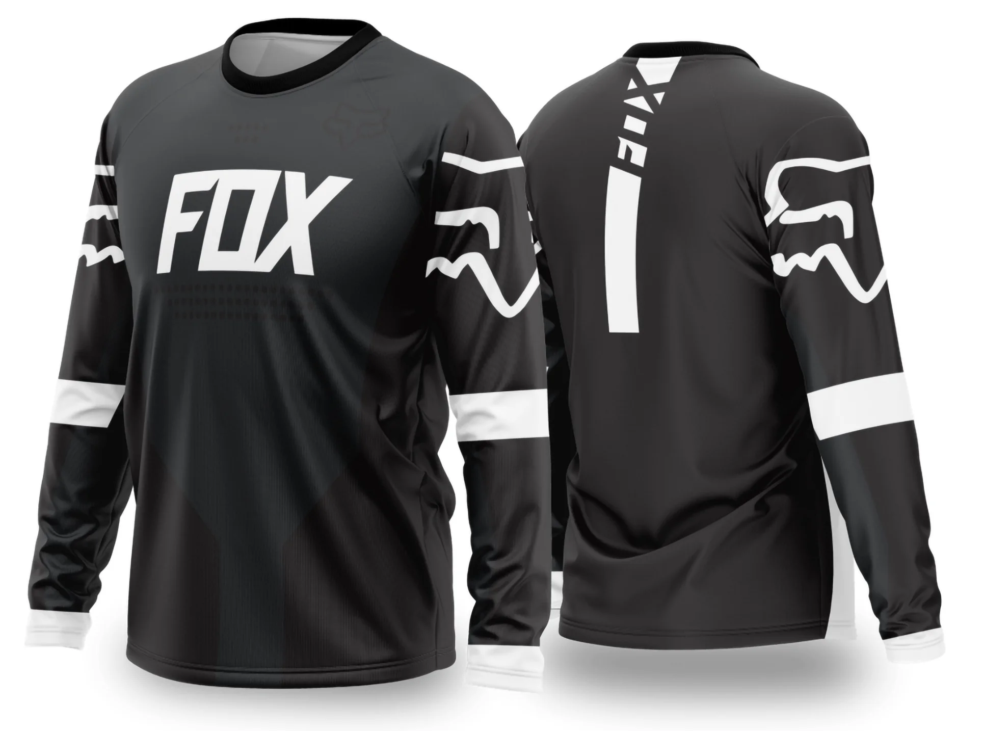 Camiseta unissex preta com logo no peito e estampa grande nas costas do tema Motocross 2024-2025, estilo moderno e esportivo, perfeita para quem ama velocidade e aventura.