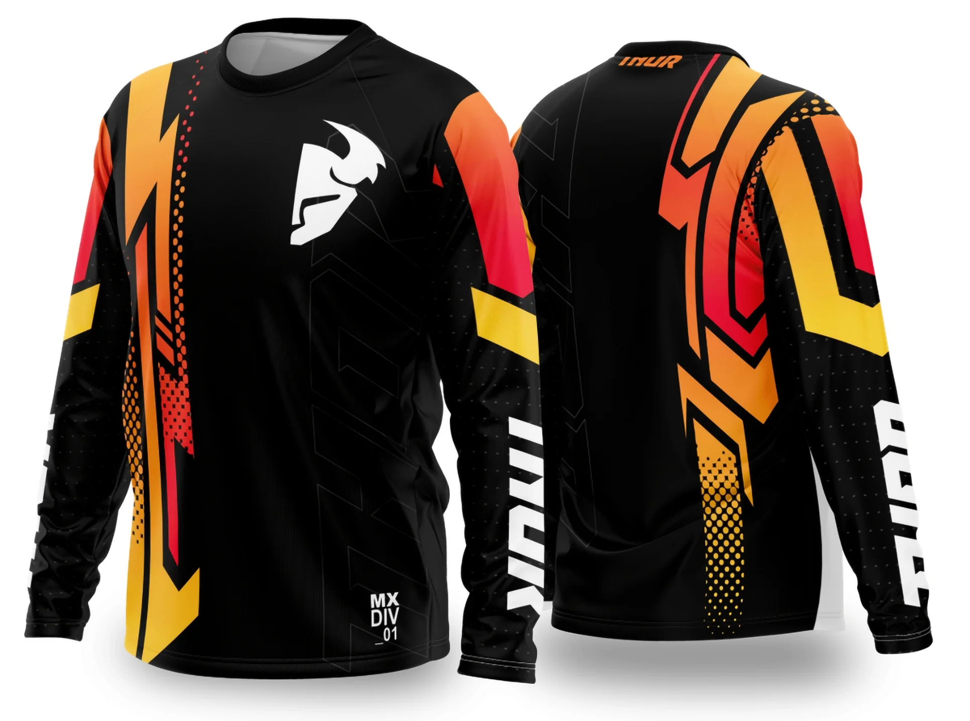 Camiseta unissex preta com logo no peito e estampa grande nas costas mostrando tema Motocross 2024-2025, ideal para fãs do esporte e estilo urbano.