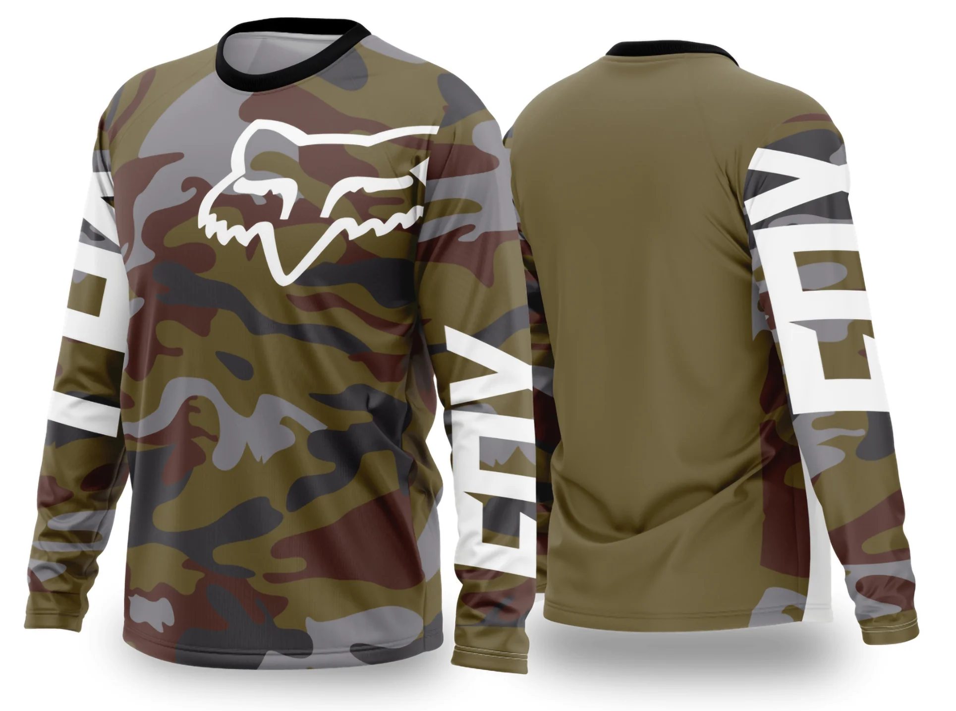 Camiseta unissex preta com logo no peito e estampa grande nas costas com tema Motocross 2024 - 2025, estilo moderno e aventureiro para amantes do esporte.