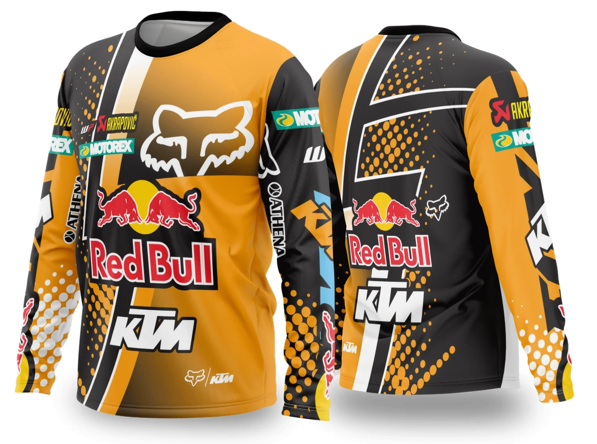 Camiseta unissex preta com logo no peito e estampa grande nas costas mostrando design moderno de motocross 2024 2025, ideal para fãs do esporte e estilo off-road marcante