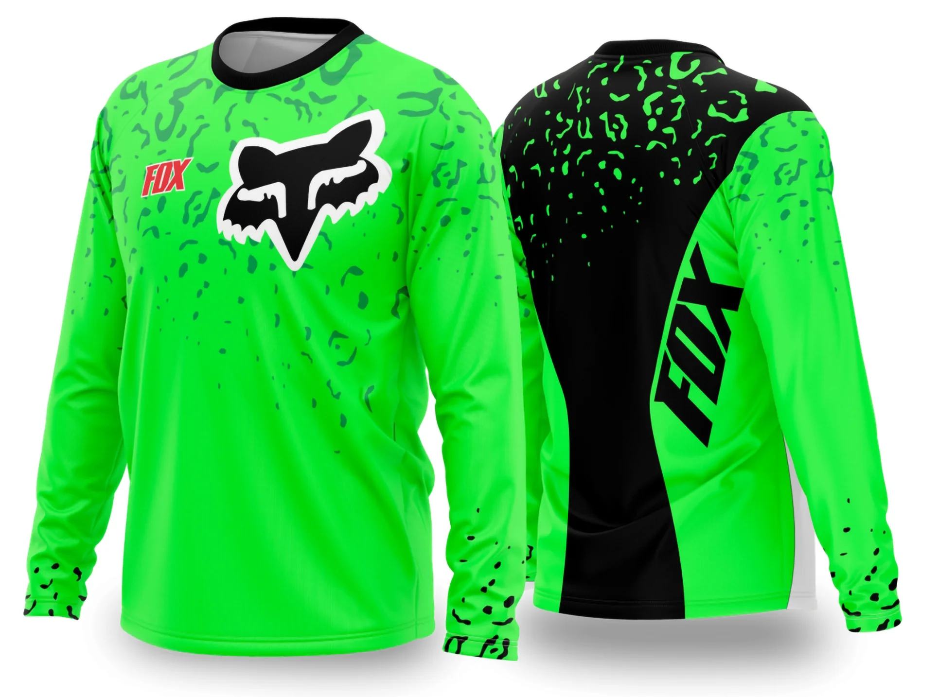 Camiseta unissex preta com logo no peito e estampa grande nas costas, tema Motocross 2024 2025, visual moderno e esportivo, ideal para fãs de motocross.