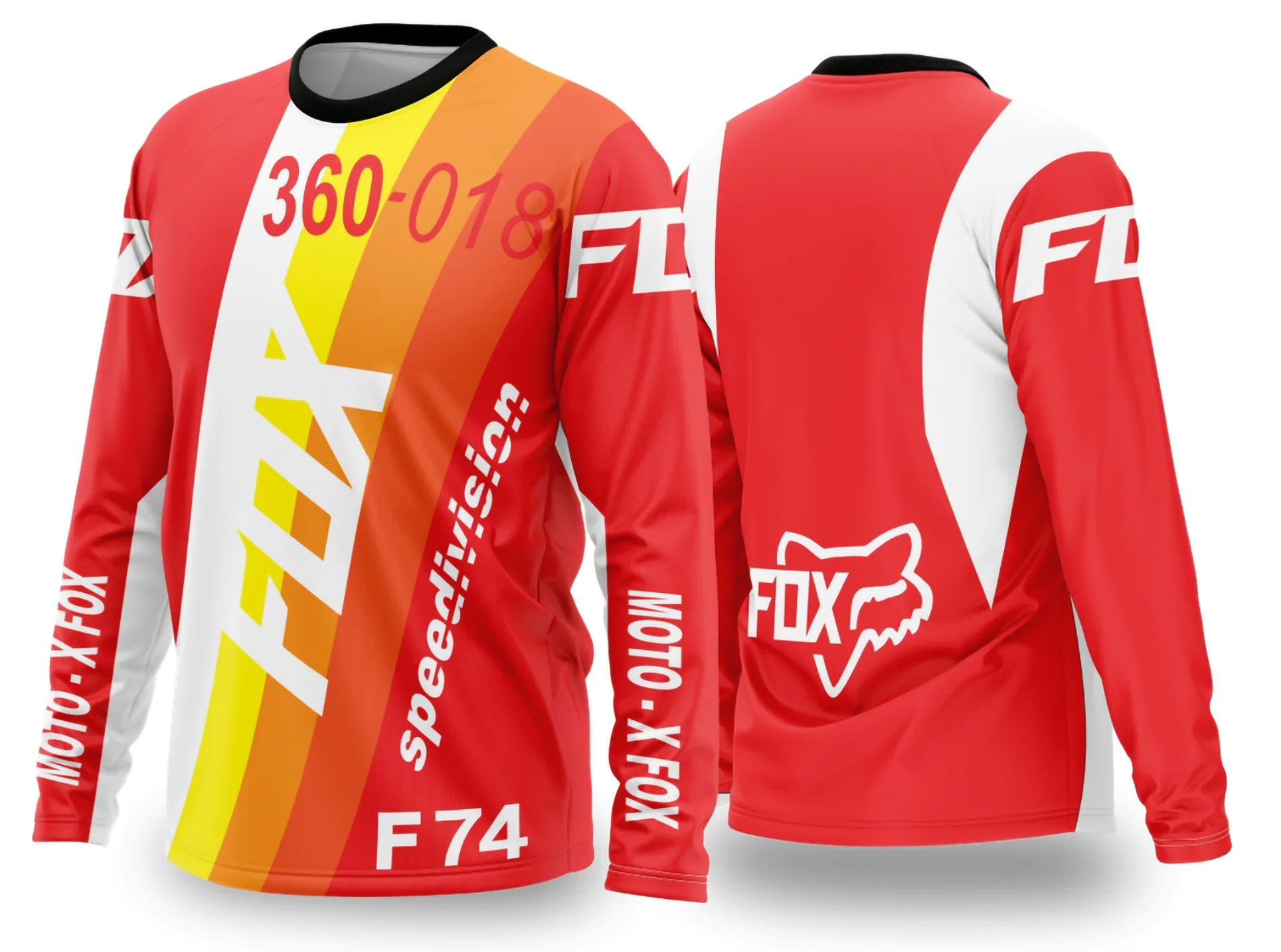 Camiseta unissex preta com logo no peito e estampa grande nas costas mostrando design exclusivo de Motocross 2024 - 2025, perfeita para fãs do esporte, visual moderno e dinâmico.