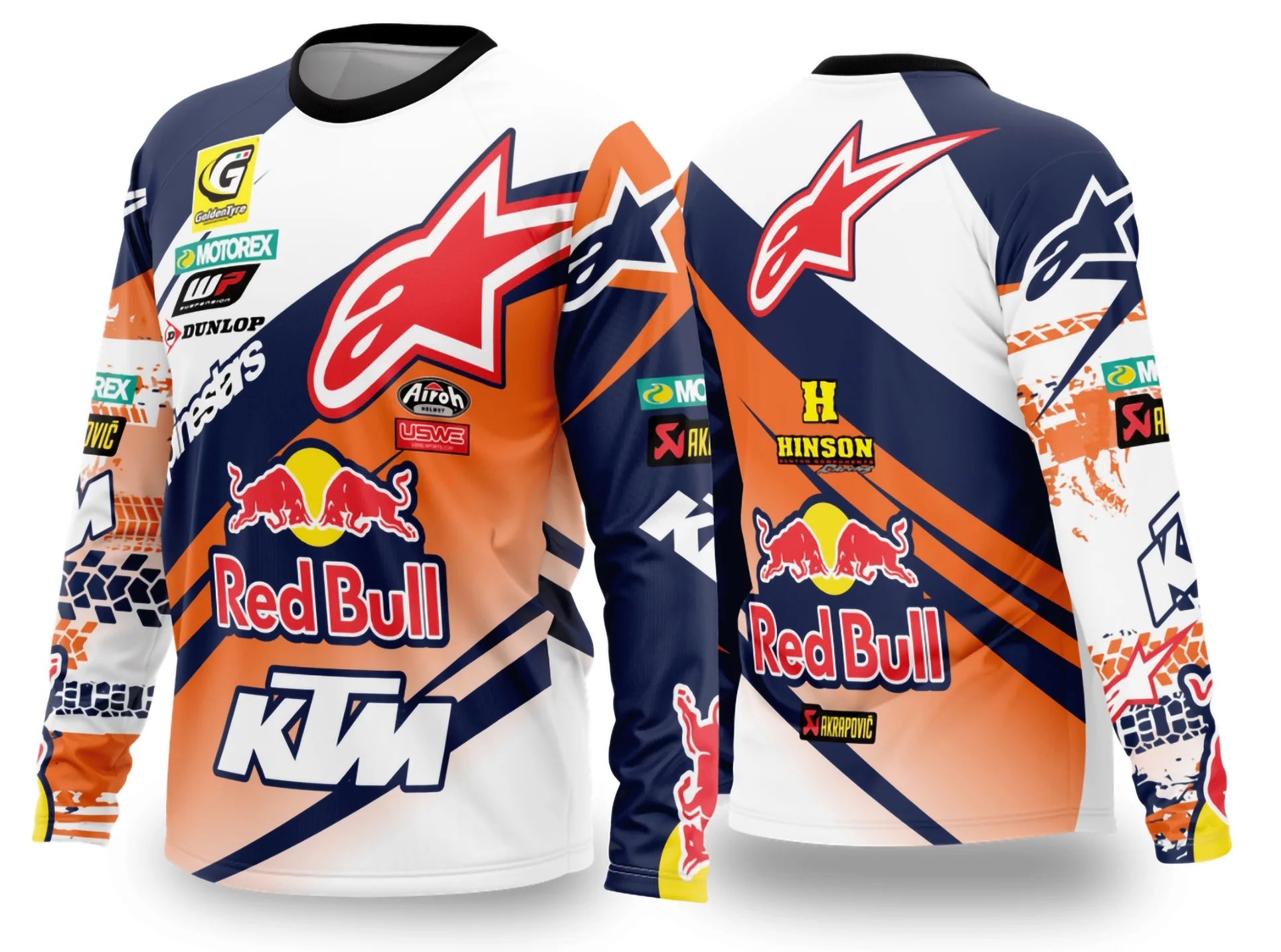 Camiseta unissex preta com logo no peito e estampa grande nas costas mostrando design inspirado em motocross 2024 2025, perfeita para fãs do esporte e estilo aventureiro.