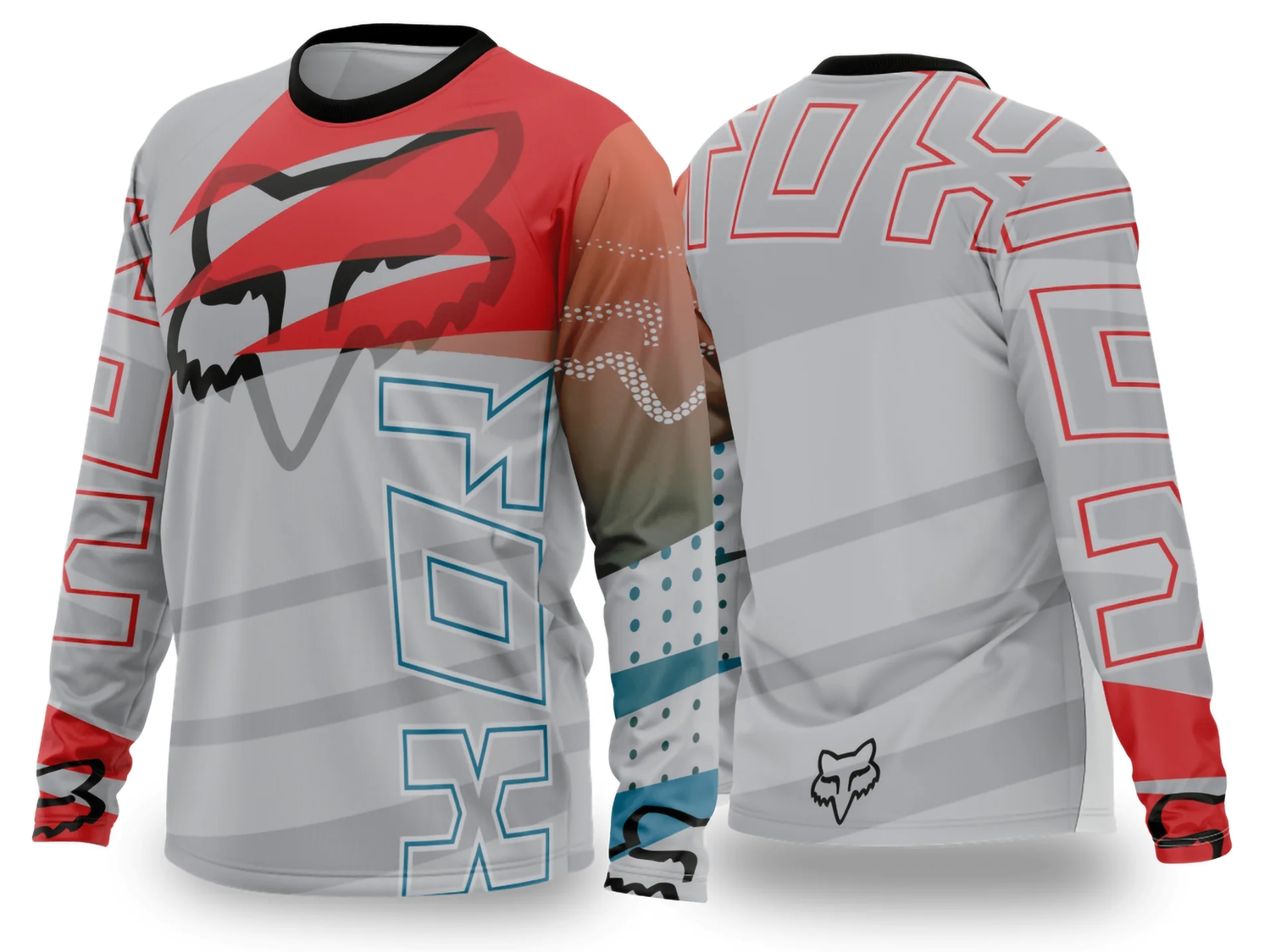 Camiseta unissex preta com logo no peito e estampa grande nas costas featuring tema Motocross 2024 - 2025, ideal para fãs do esporte, com design moderno e vibrante.