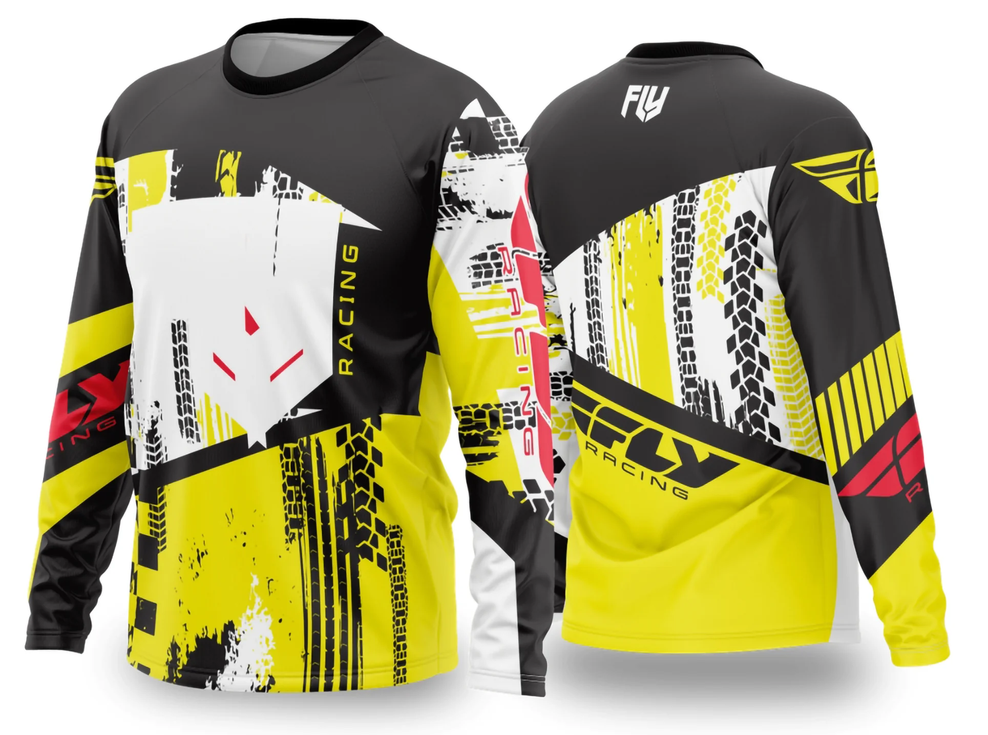 Camisa preta unissex com logo no peito e estampa grande nas costas com tema Motocross 2024 2025, em estilo moderno e esportivo, perfeita para fãs de aventuras e velocidade.