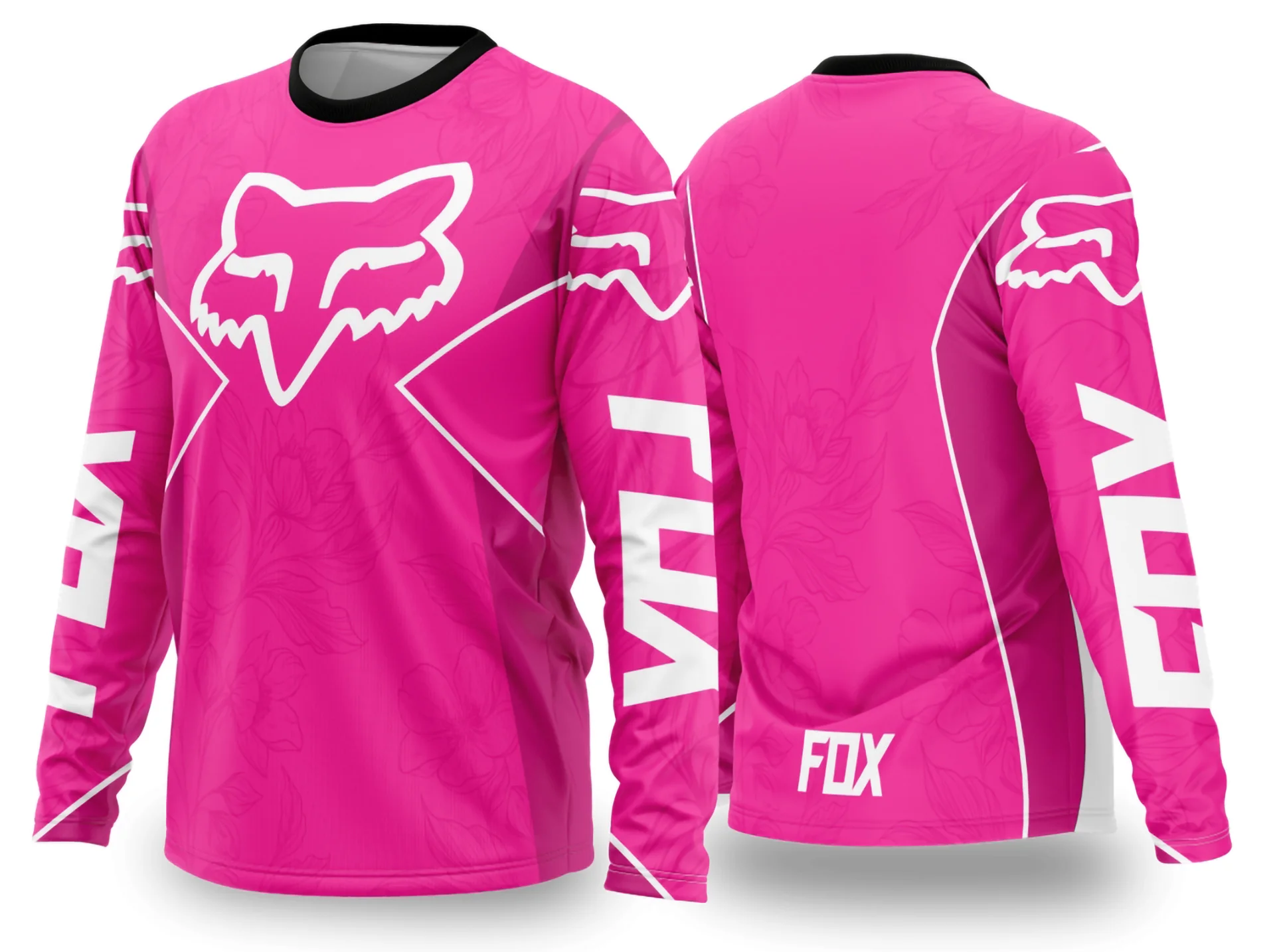 Camiseta unissex preta com logo no peito e estampa grande nas costas com tema motocross 2024 2025, estilo moderno e arrojado para fãs do esporte.