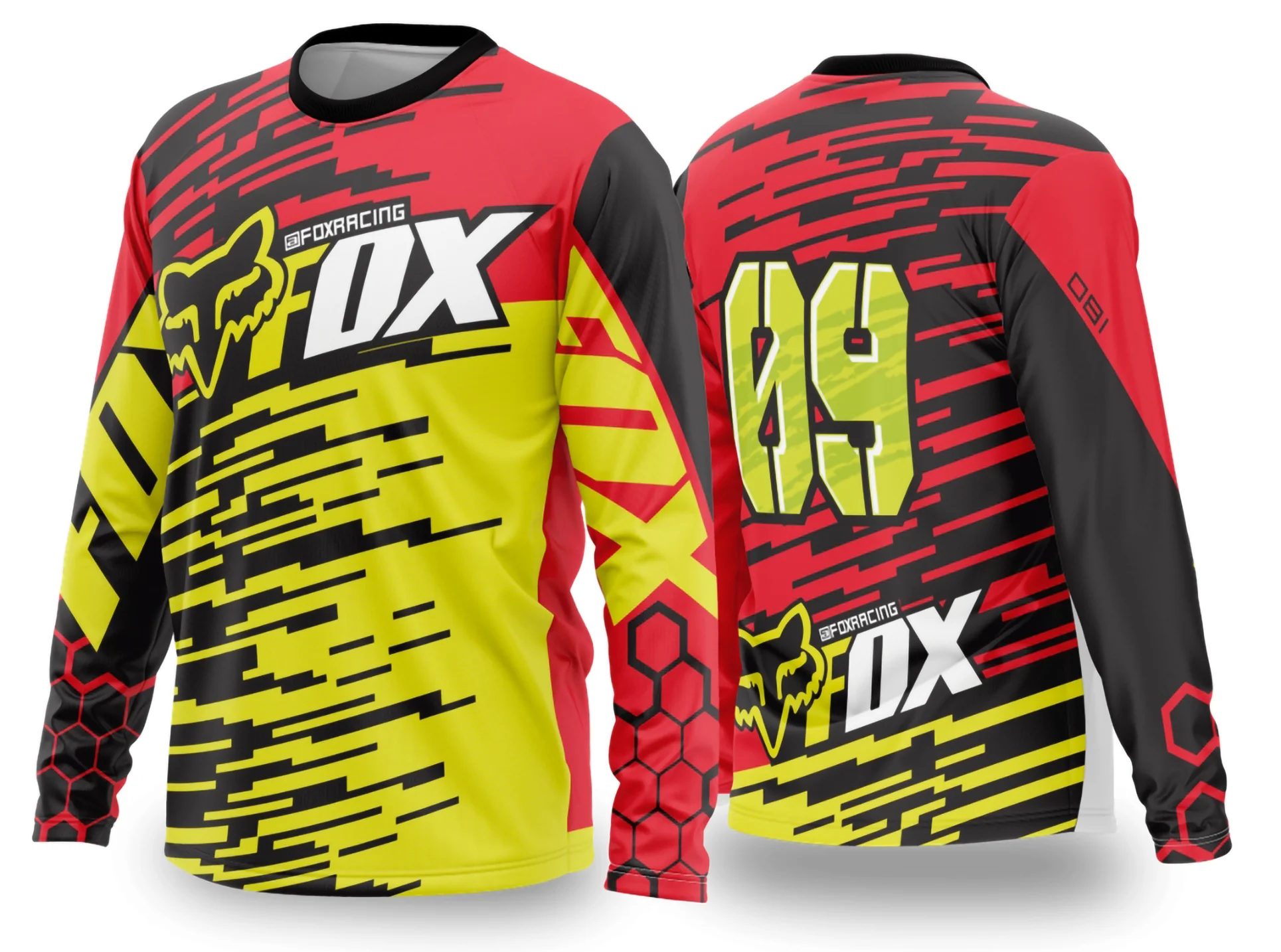 Camiseta unissex preta com logo no peito e estampa grande nas costas com tema motocross 2024-2025, estilo moderno e cheio de atitude para fãs do esporte radical.