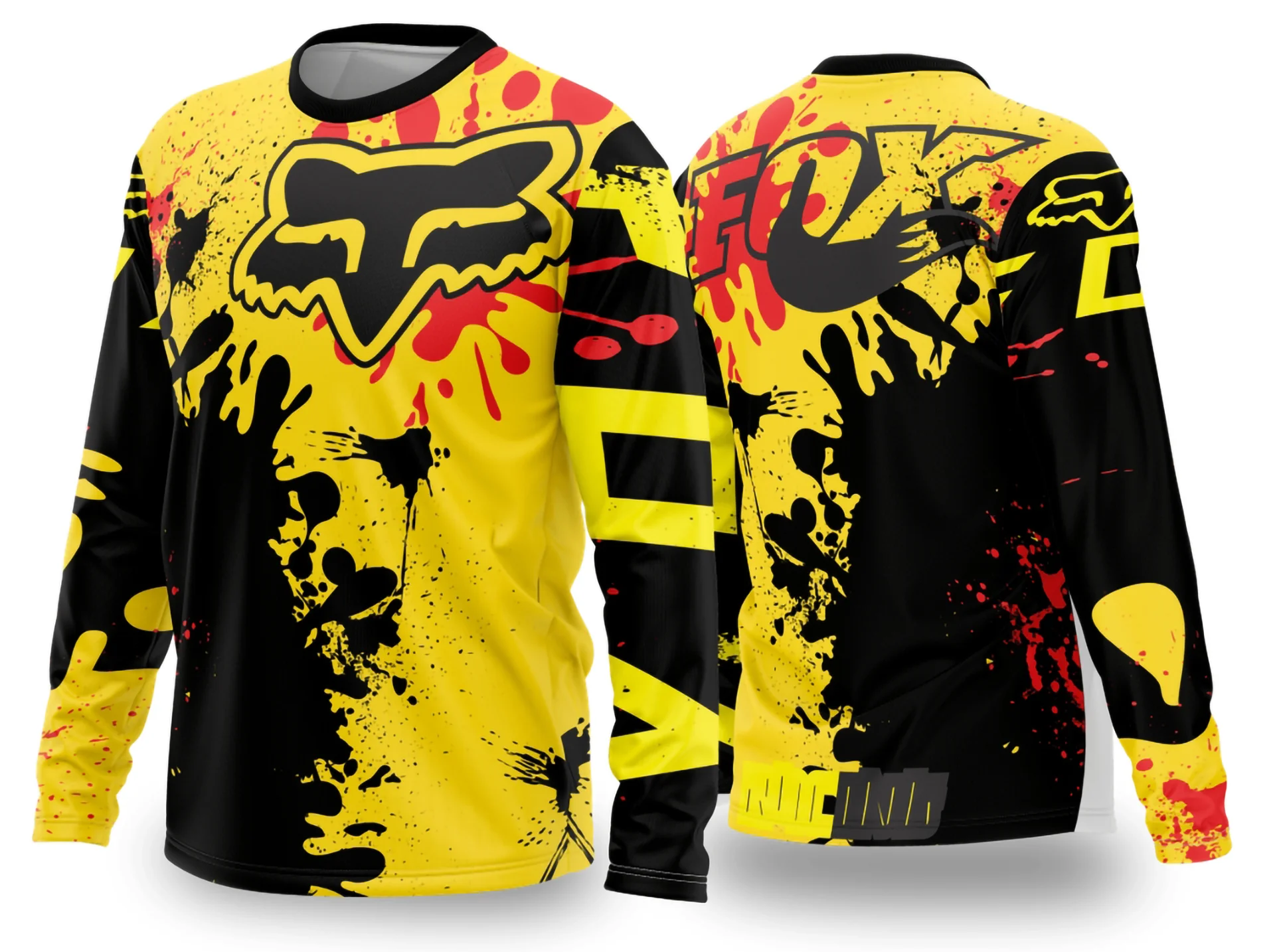 Camiseta unissex preta com logo no peito e estampa grande nas costas trazendo design motocross 2024 - 2025, ideal para fãs do esporte com visual marcante e moderno.