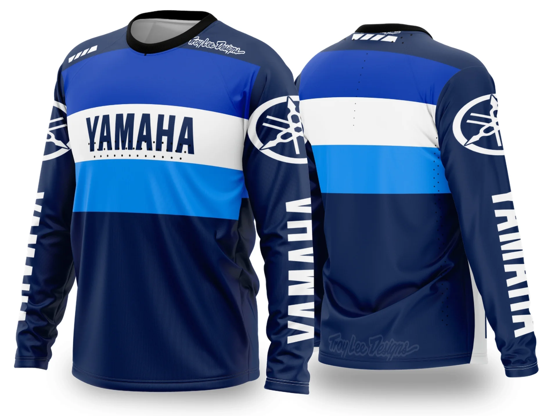 Camiseta preta unissex com logo no peito e estampa grande nas costas com tema Motocross 2024 - 2025, destaque para estilo esportivo e visual moderno.