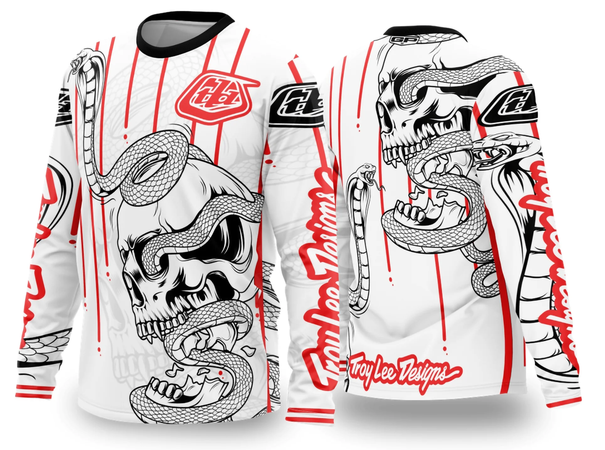 Camiseta unissex preta com logo no peito e estampa grande nas costas inspirada em Motocross 2024 - 2025