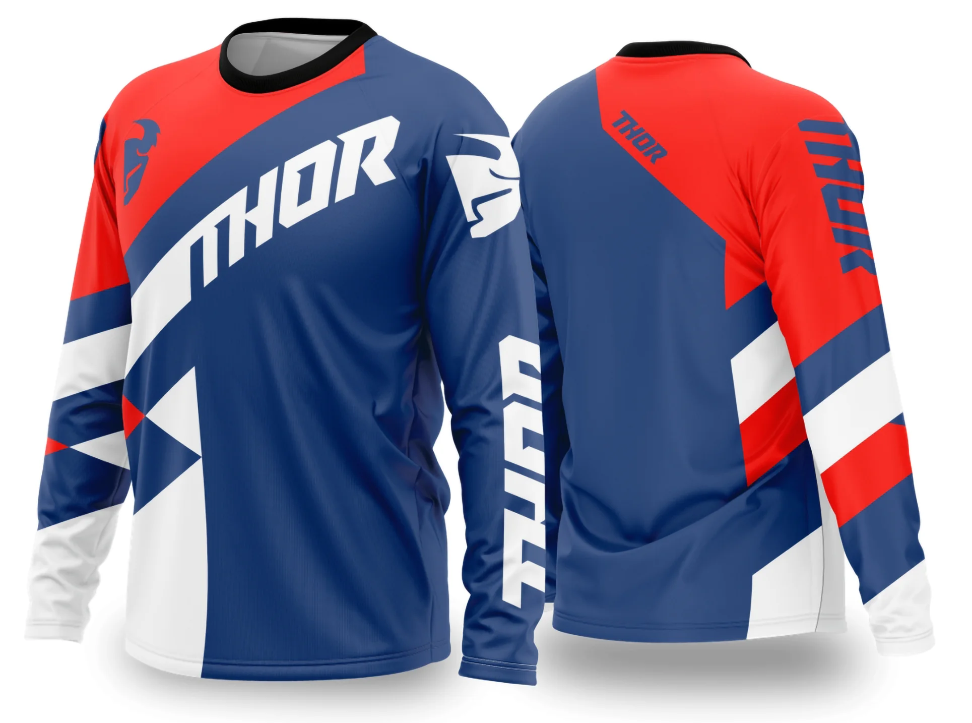 Camiseta unissex preta com logo no peito e estampa grande nas costas, tema motocross 2024-2025, estilo moderno e despojado ideal para fãs do esporte.