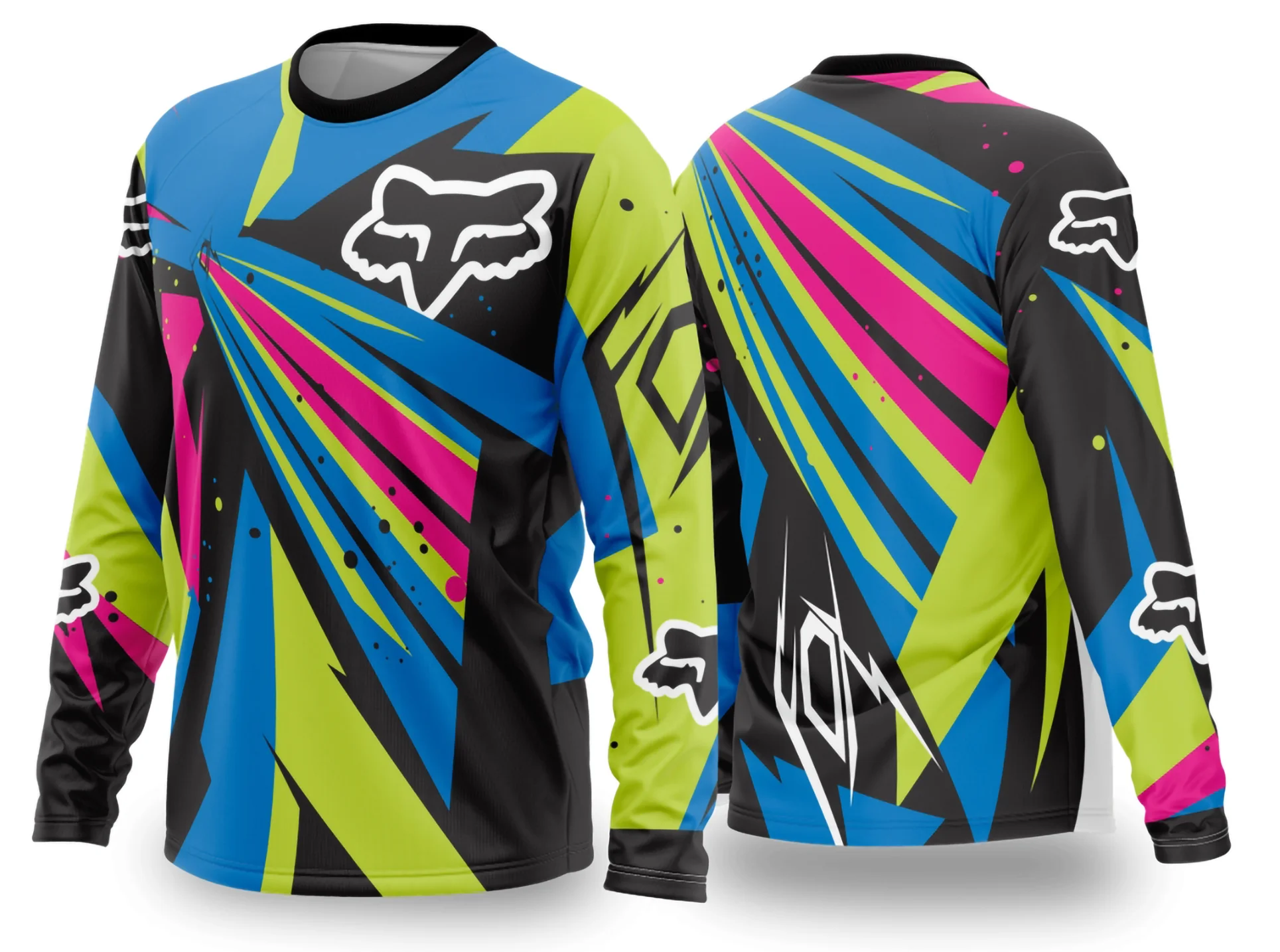 Camiseta unissex preta com logo no peito e estampa grande nas costas mostrando design moderno e agressivo inspirado em motocross 2024 2025.