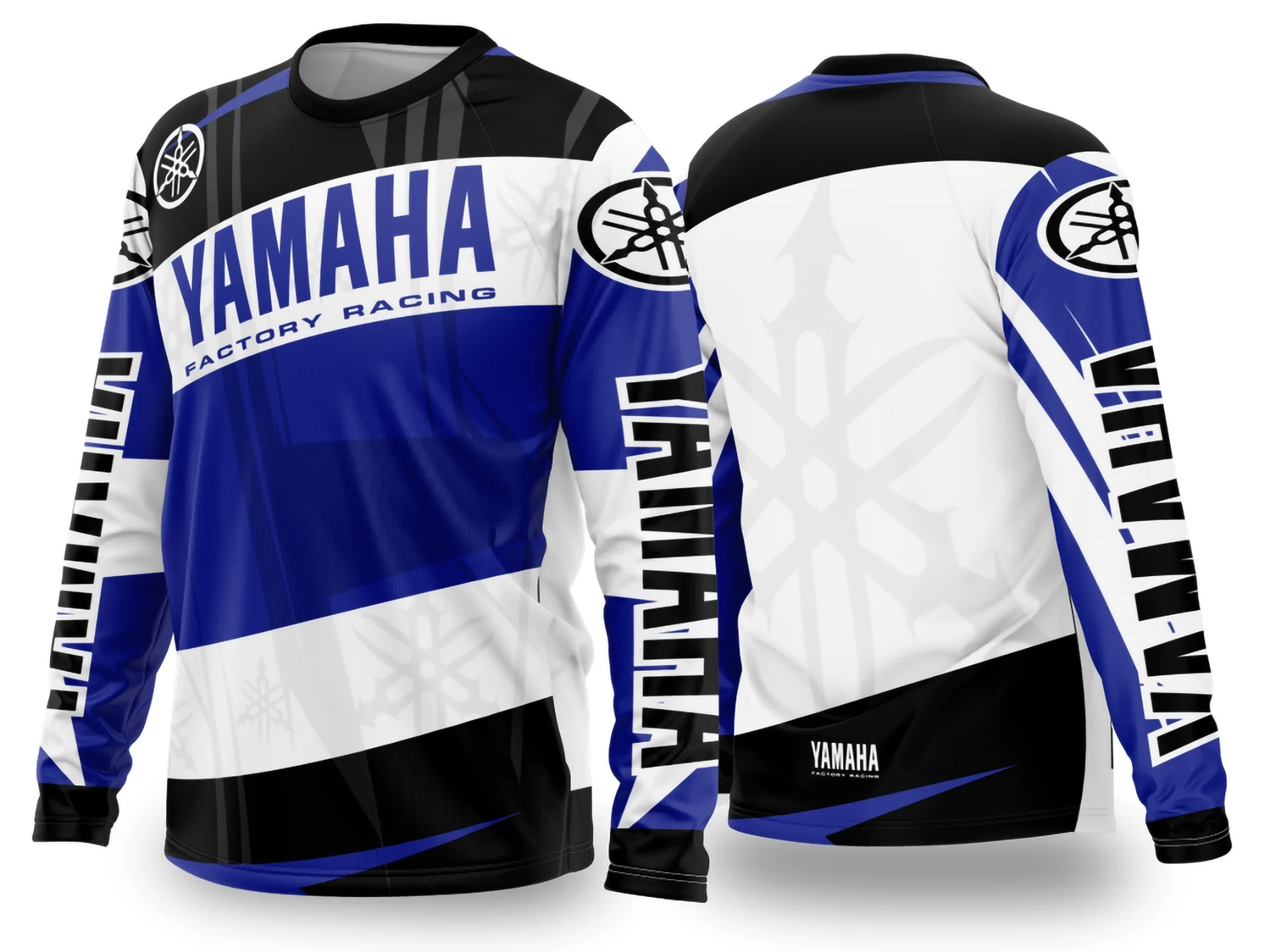 Camiseta preta unissex com logo no peito e estampa grande nas costas temática de Motocross 2024 2025, ideal para fãs do esporte e estilo aventureiro.