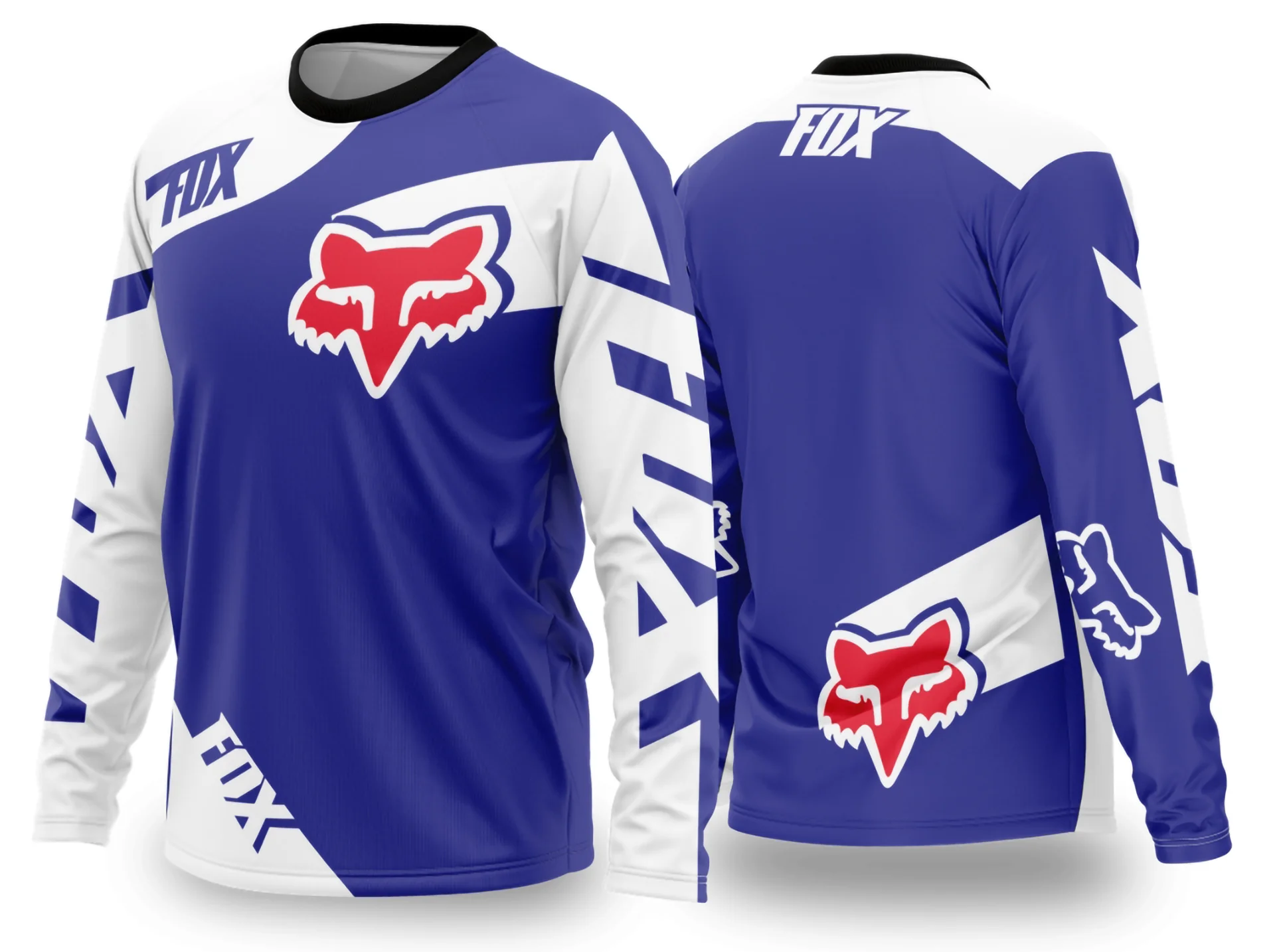 Camiseta unissex preta com logo no peito e estampa grande nas costas de motocross 2024-2025, visual moderno e esportivo perfeito para fãs da modalidade.