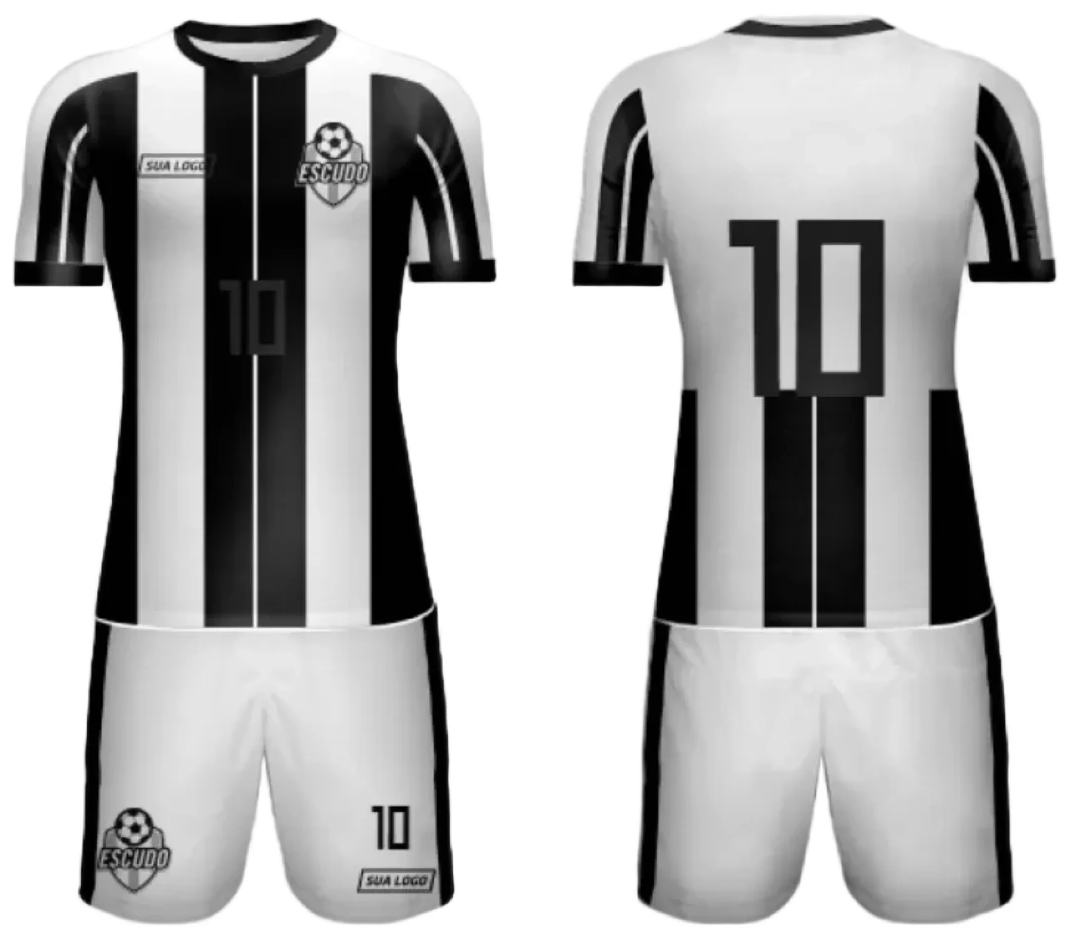 Camiseta unissex branca com logo no peito e estampa grande nas costas, design inspirado em camisa de time amador 2024 modelo 11, perfeita para jogos e torcidas locais.