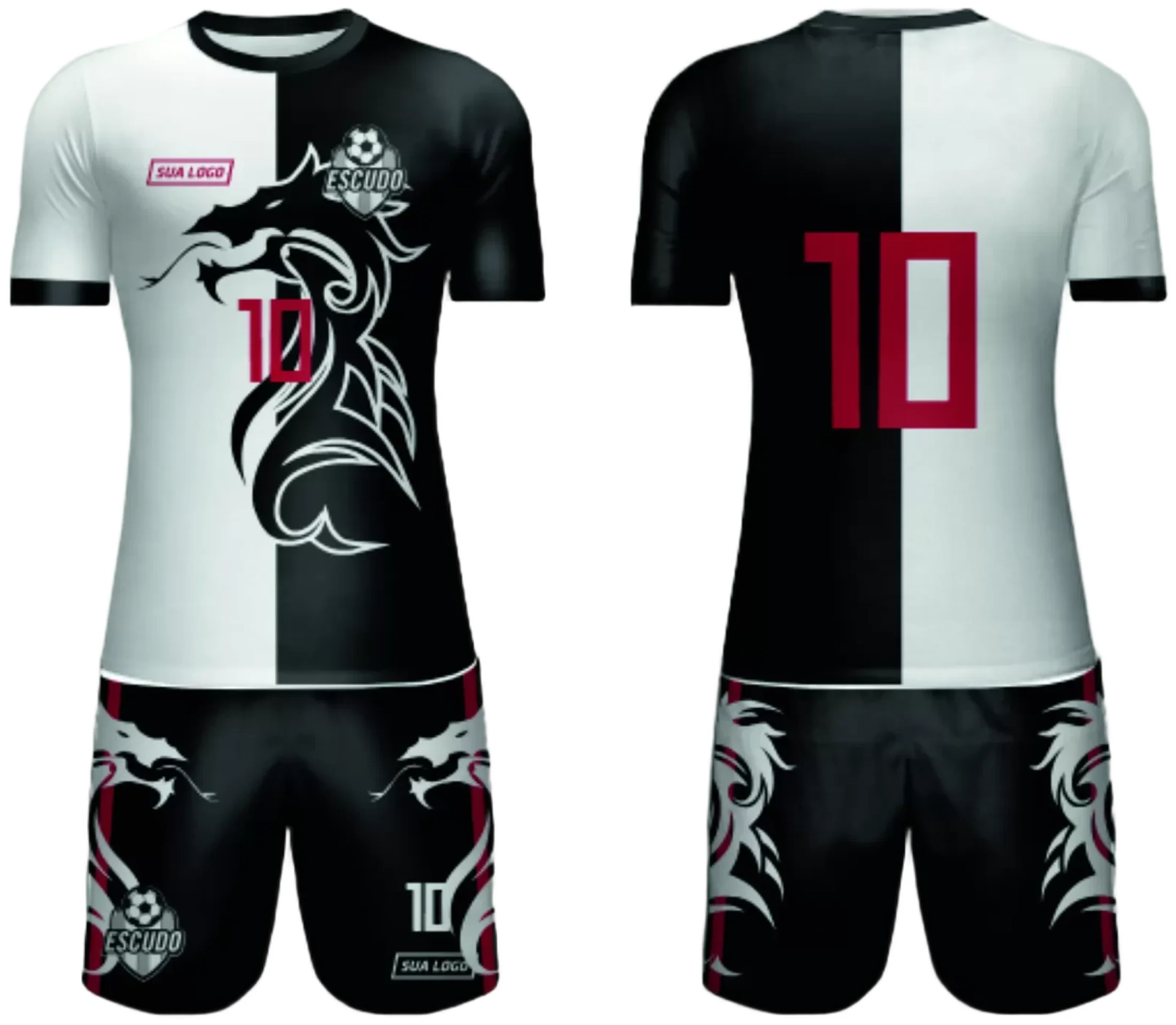 Camiseta unissex com cor base preta, logo no peito e estampa grande nas costas com tema de time amador 2024 modelo 61, ideal para jogos e treinamentos.