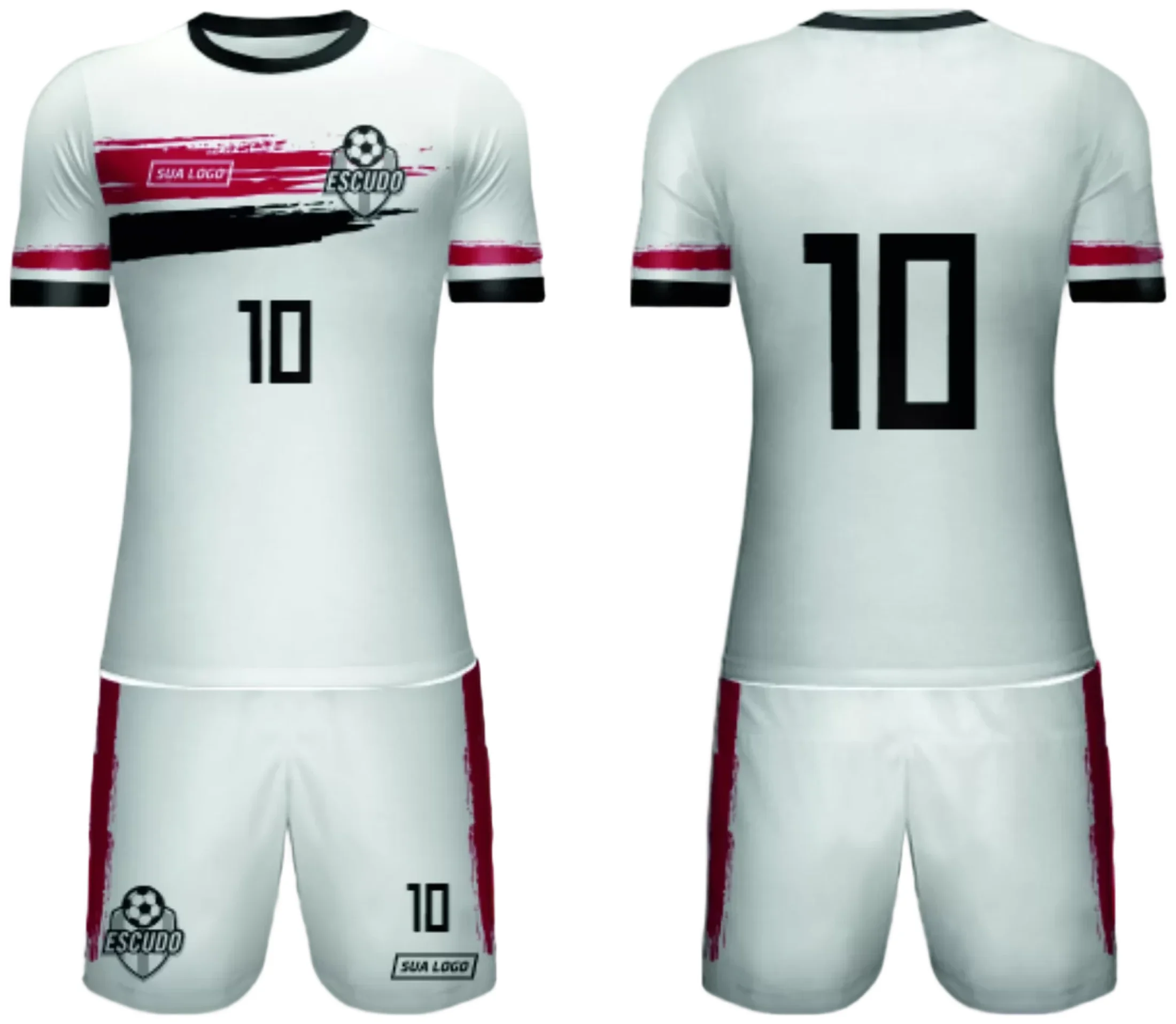 Camiseta unissex preta com logo no peito e estampa grande nas costas voltada para time amador 2024, design moderno e vibrante, perfeita para torcer ou jogar.