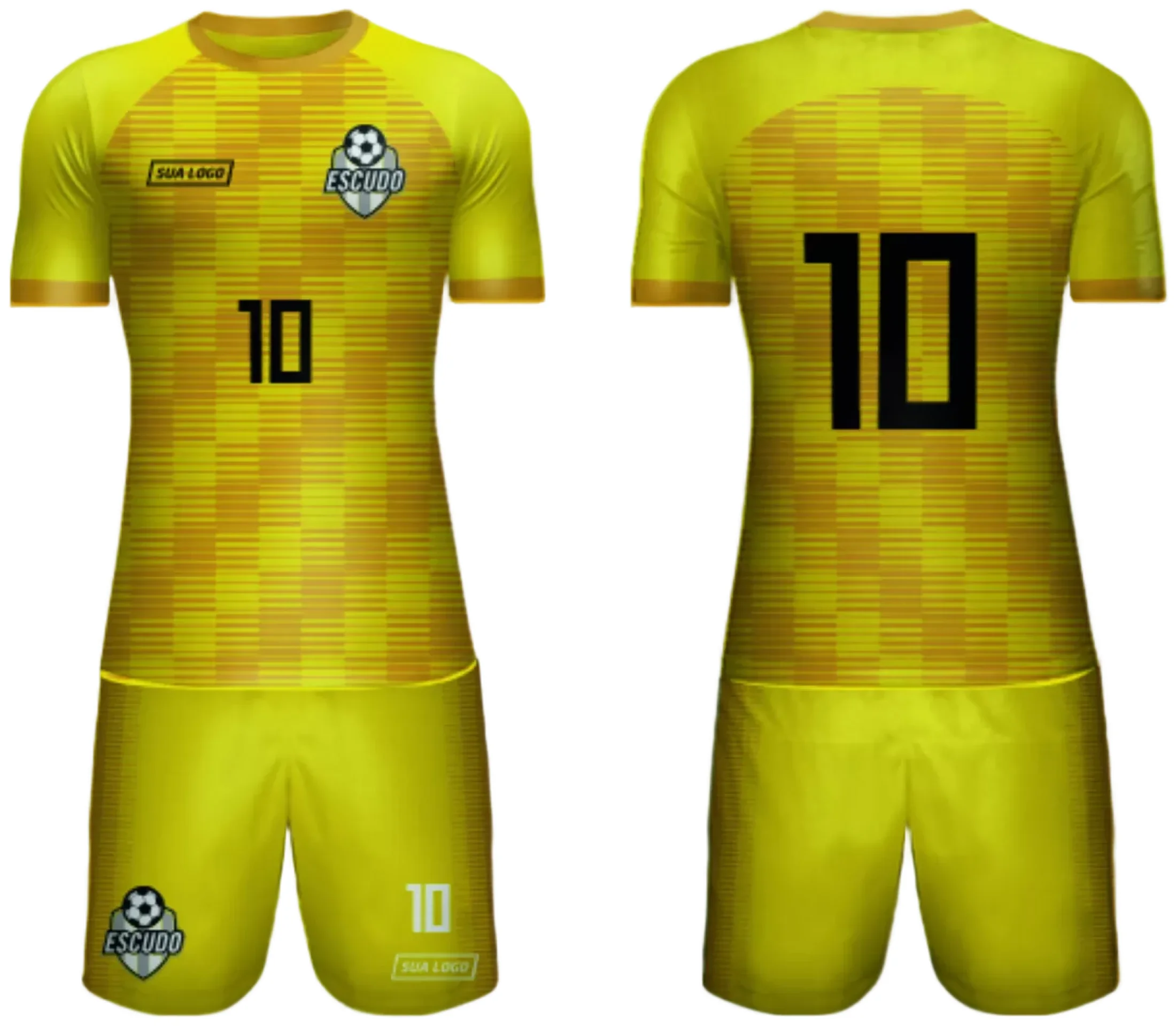 Camiseta unissex preta com logo no peito e estampa grande nas costas representando camisa de time amador 2024, destacando design moderno e ideal para grupos esportivos.
