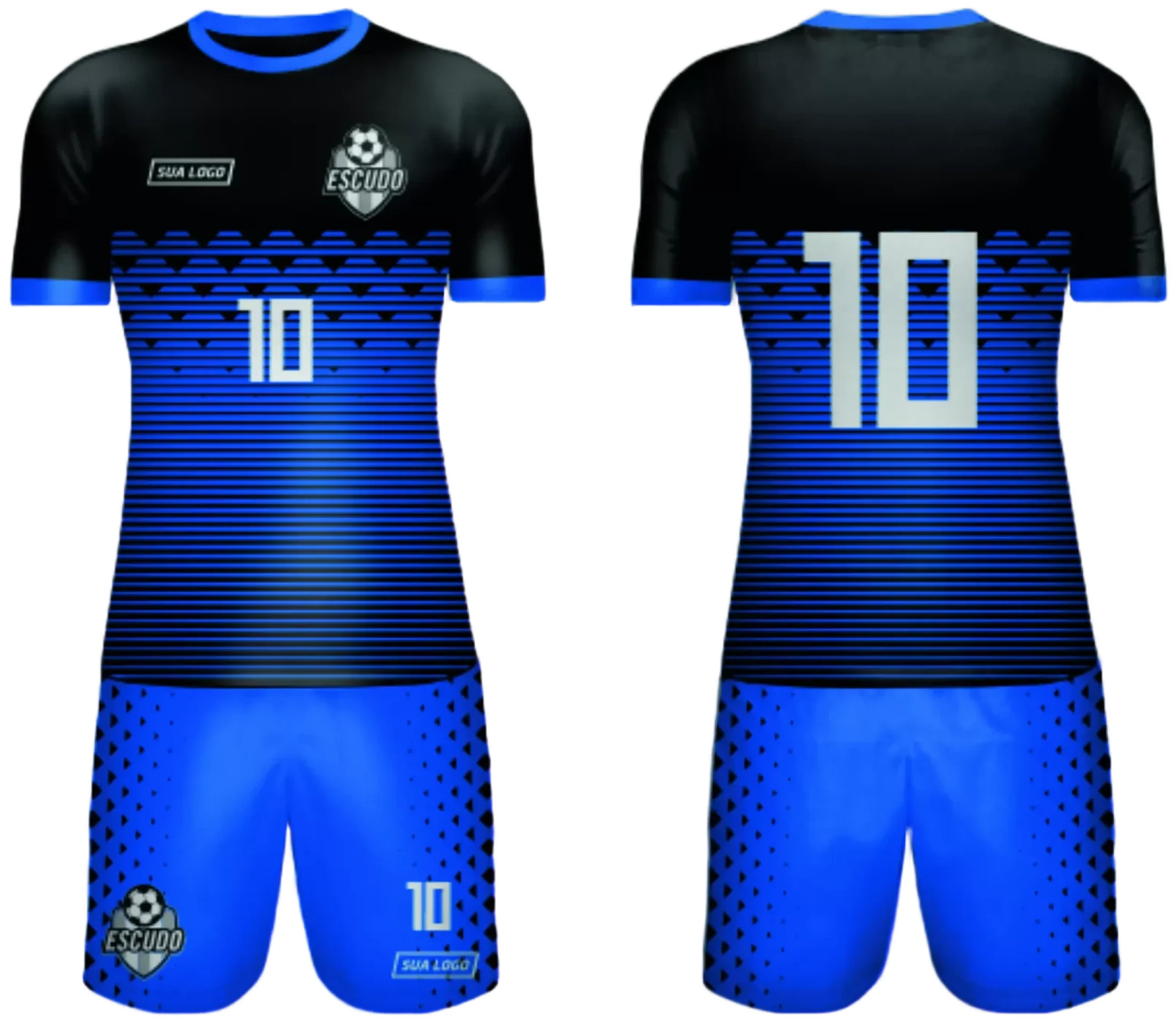 Camiseta unissex preta com logo no peito e estampa grande nas costas do time amador 2024, modelo 114, ideal para jogos e eventos esportivos.