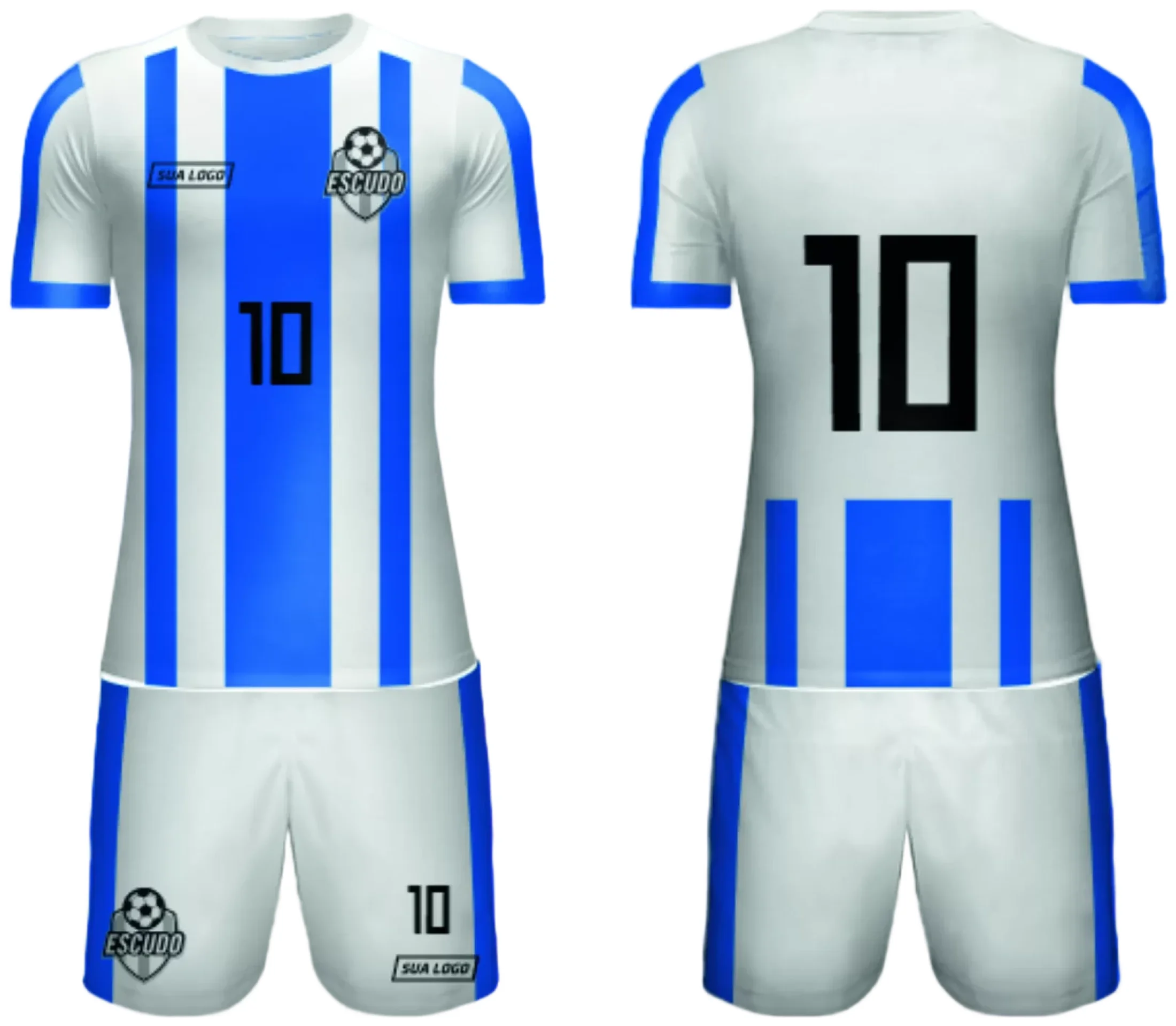 Camiseta unissex branca com logo no peito e estampa grande nas costas, estilo camisa de time amador 2024 modelo 115, perfeita para torcedores e jogadores.