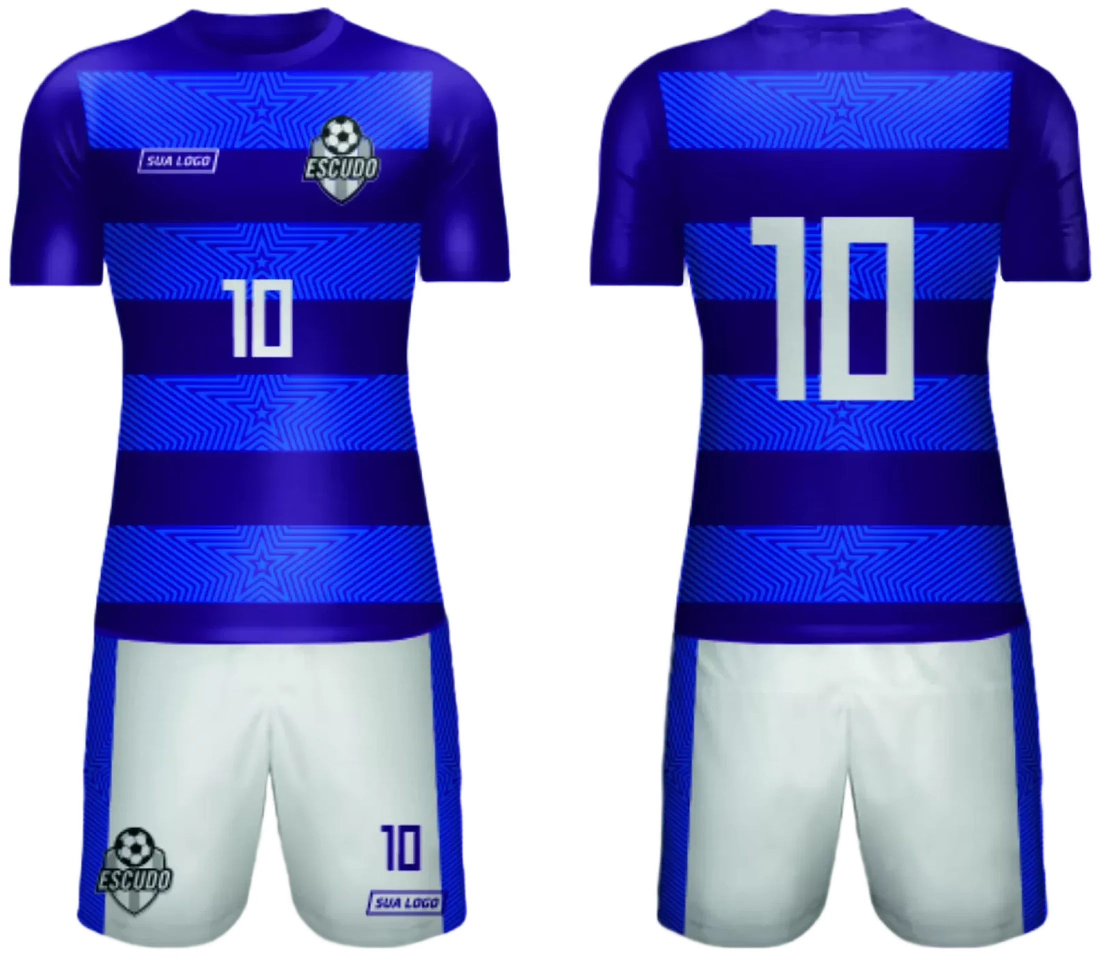 Camiseta unissex preta com logo no peito e estampa grande nas costas, inspirada em camisa de time amador 2024, ideal para eventos esportivos e torcida.