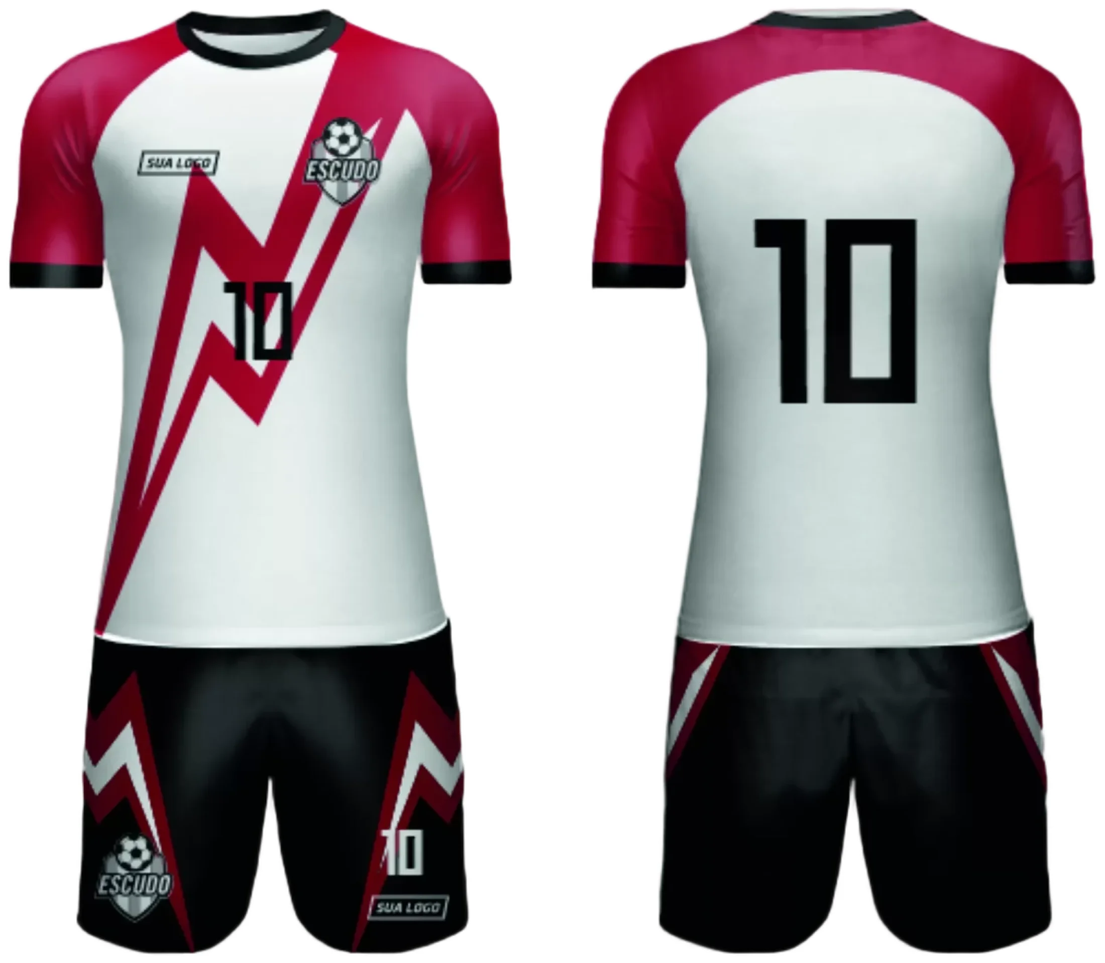 Camiseta unissex branca com logo no peito e estampa grande nas costas, tema Camisa de Time Amador 2024 Modelo 161, design moderno e vibrante para quem ama futebol amador.