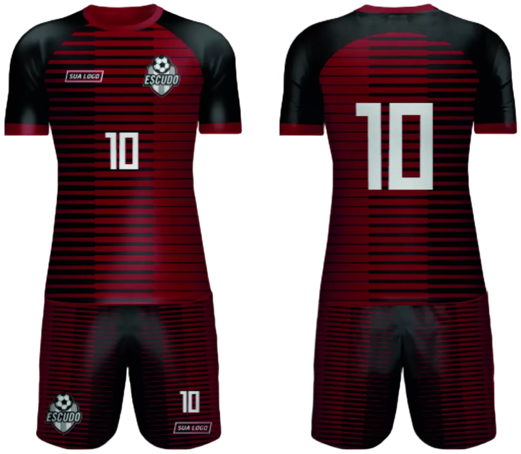 Camiseta unissex preta com logo no peito e estampa grande nas costas, tema de time amador 2024 Modelo 162, ideal para torcida e eventos esportivos.
