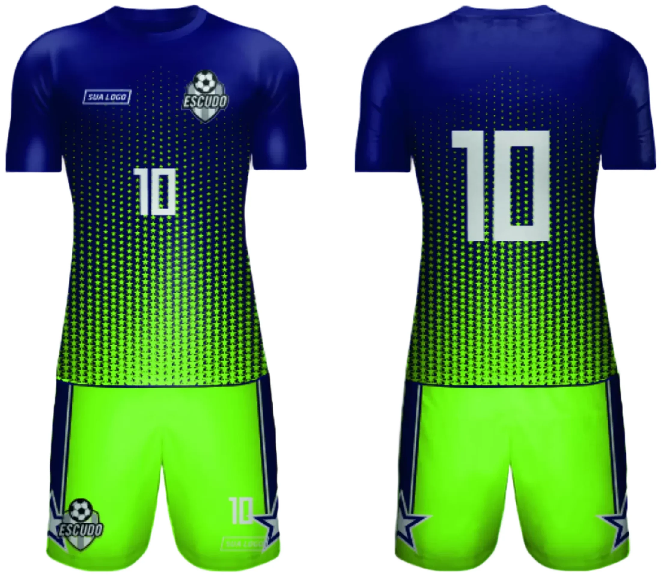 Camiseta unissex preta com logo no peito e estampa grande nas costas inspirada em Camisa de Time Amador 2024 Modelo 163, ideal para uso em torneios ou treinos de futebol.