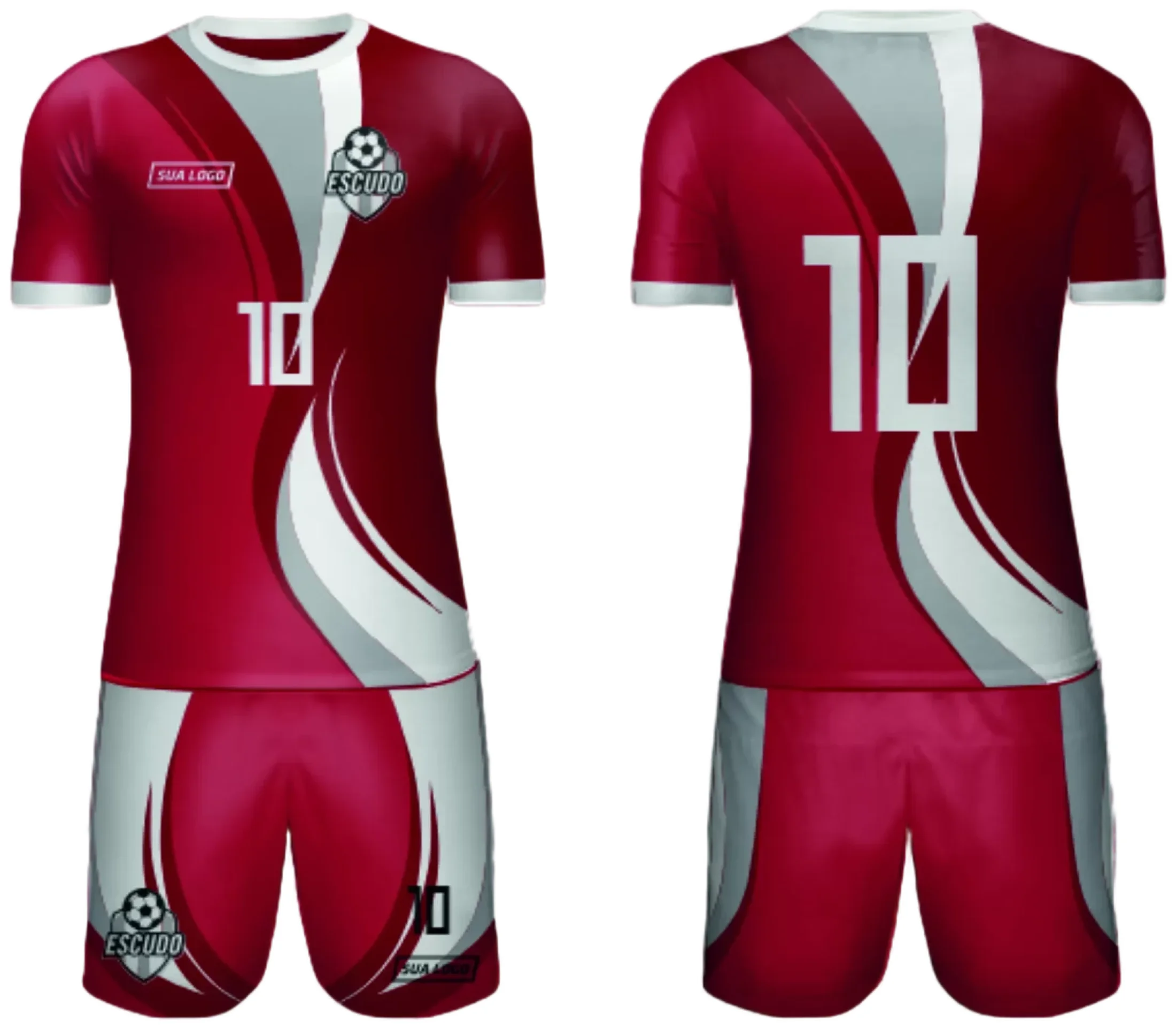 Camiseta unissex branca com logo no peito e estampa grande nas costas, temática do time amador 2024 Modelo 180, visual moderno e esportivo, perfeita para torcidas locais.