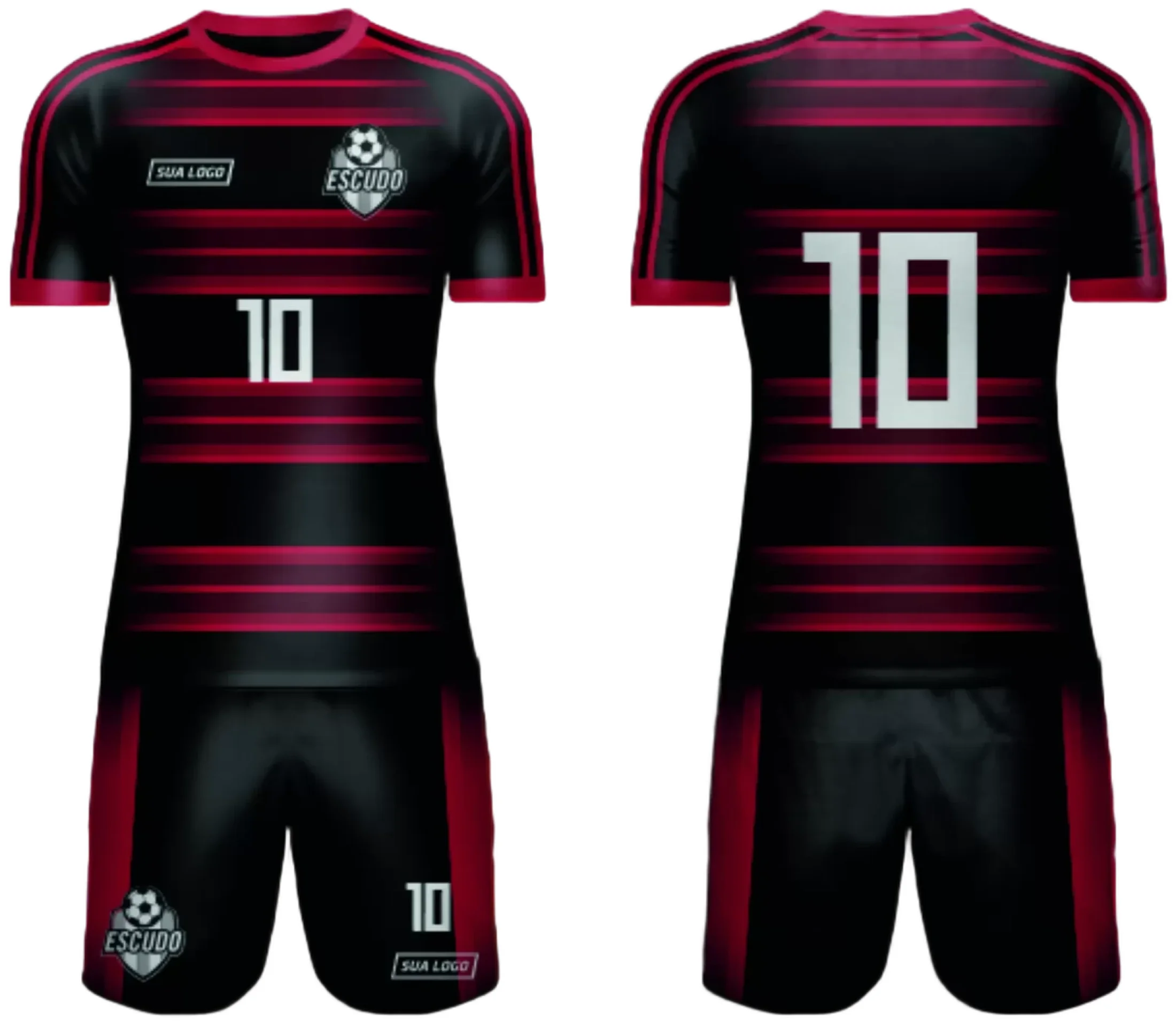 Camiseta unissex preta com logo no peito e estampa grande nas costas de time amador 2024 modelo 203, ideal para uso casual e esportivo.