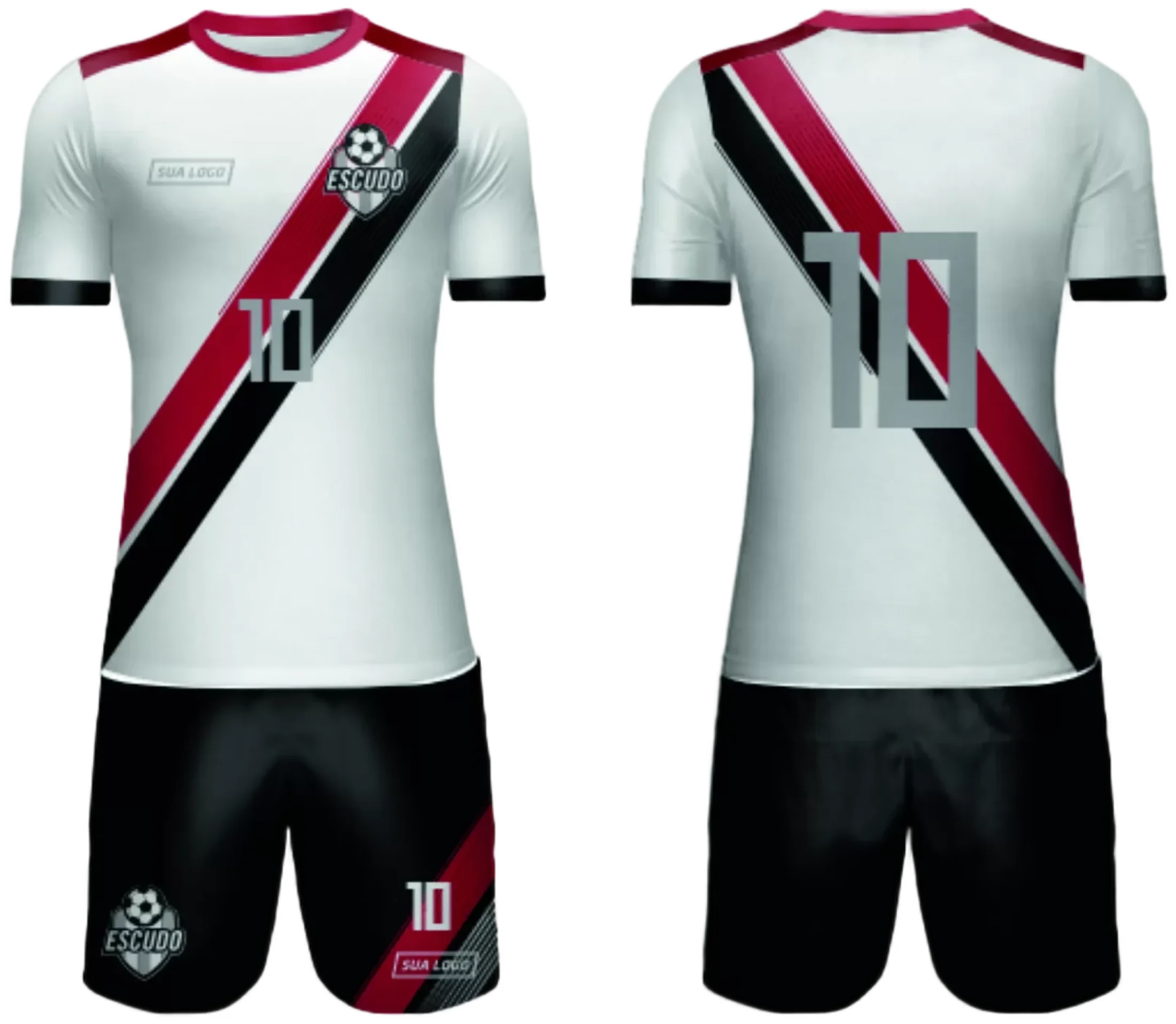 Camiseta unissex branca com logo no peito e estampa grande nas costas do time amador 2024, modelo 206, perfeita para uso esportivo e casual.