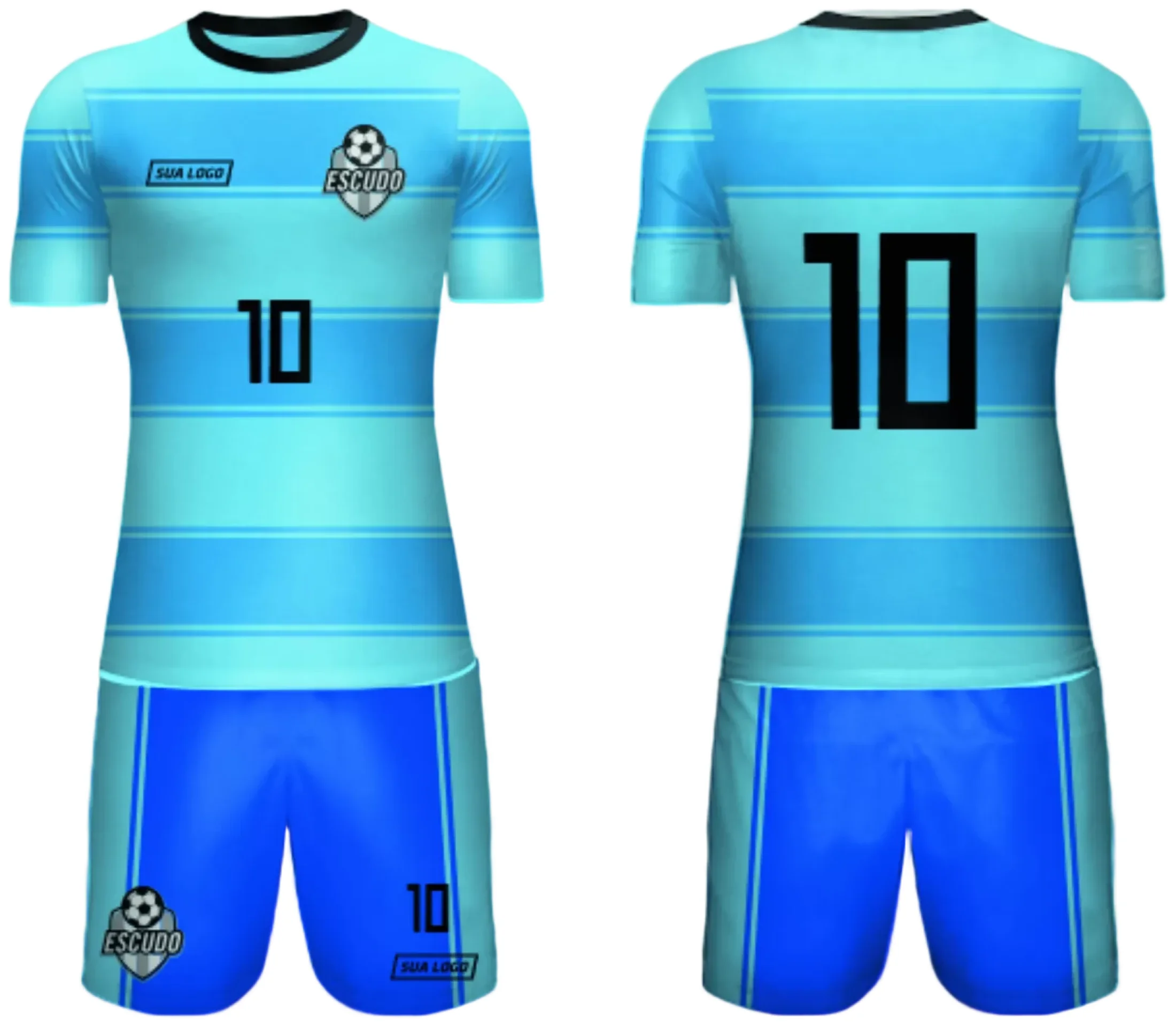 Camiseta unissex preta com logo no peito e estampa grande nas costas, estilo camisa de time amador 2024 modelo 211, design moderno e marcante.