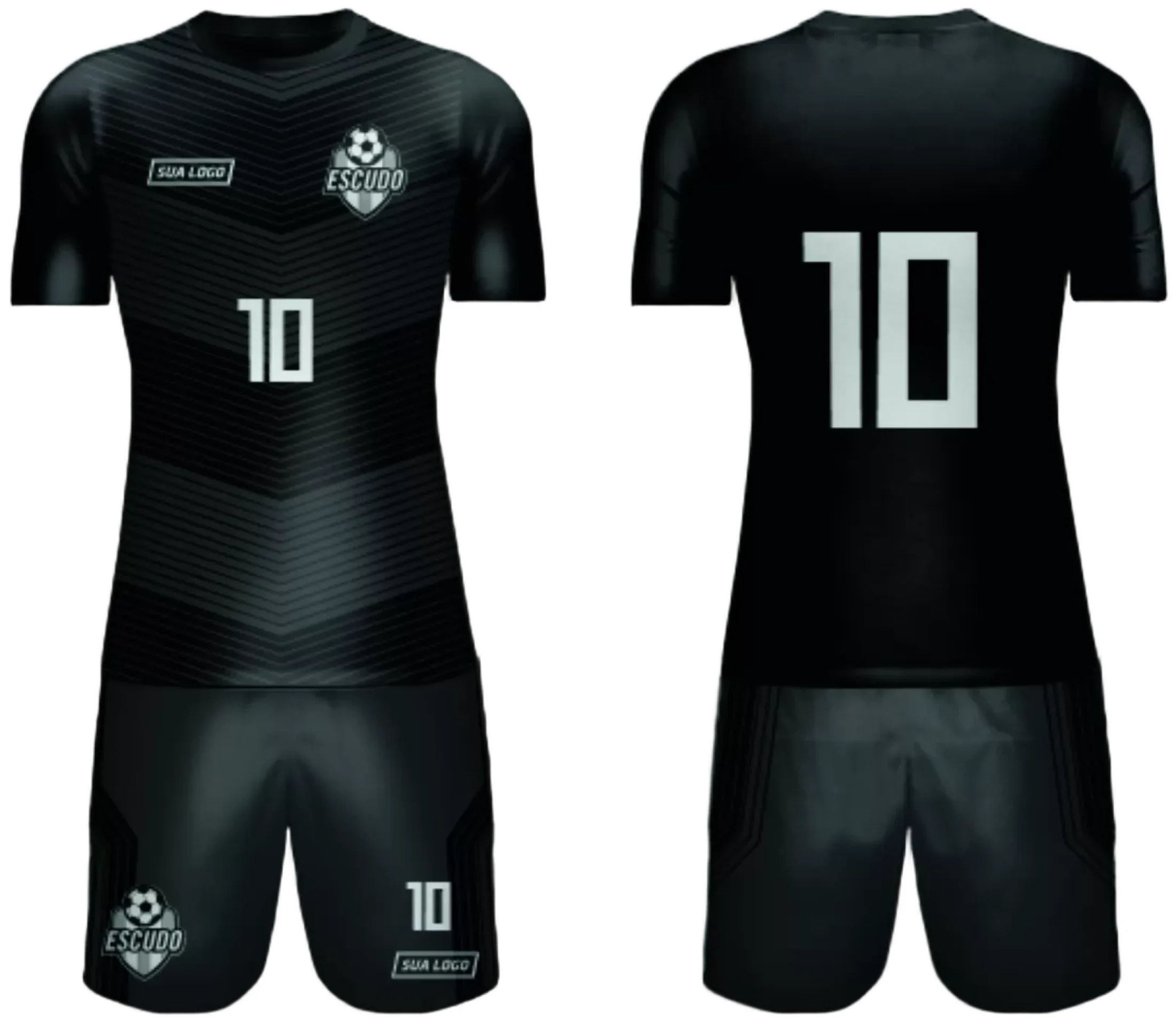 Camiseta unissex preta com logo no peito e estampa grande nas costas, temática de Time Amador 2024, design moderno e arrojado para equipes esportivas amadoras.