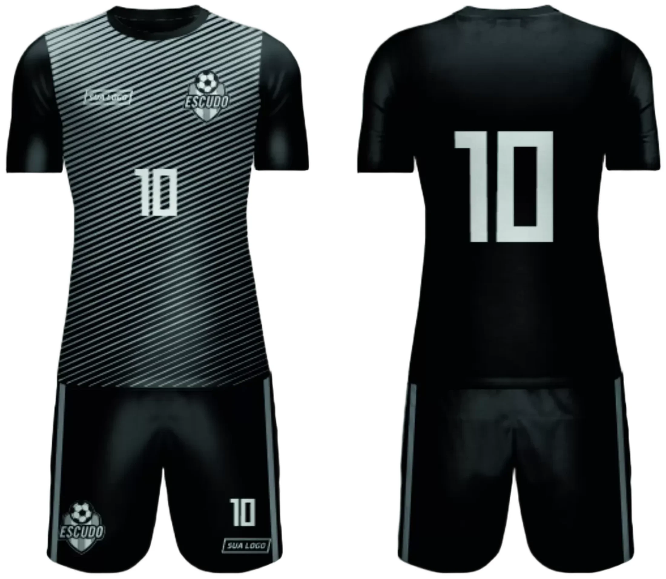 Camiseta unissex preta com logo no peito e estampa grande nas costas do time amador 2024 modelo 216, design moderno e vibrante.