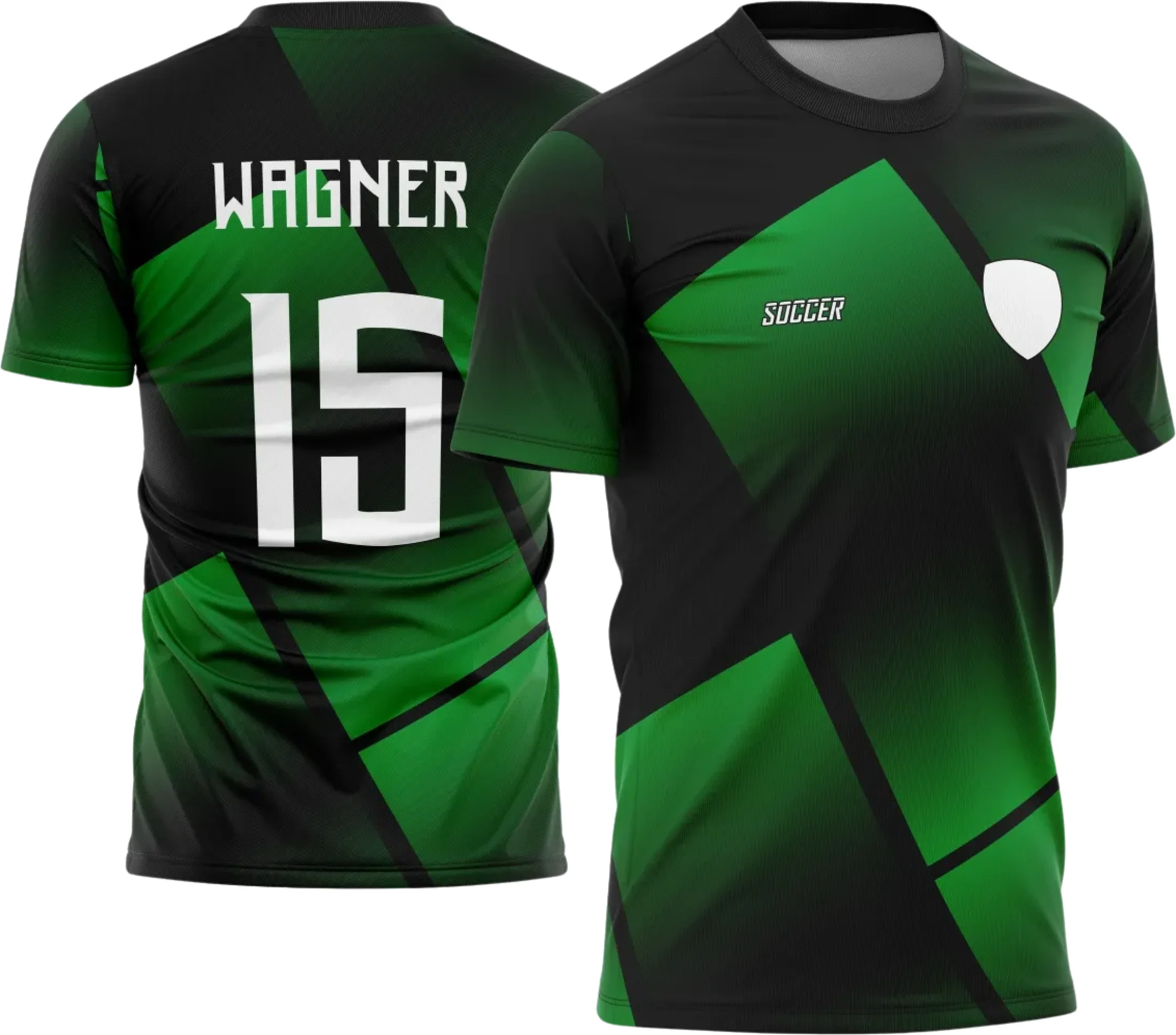 Camiseta unissex preta com logo no peito e estampa grande nas costas mostrando o tema de time amador, ideal para quem busca estilo esportivo e único no visual.